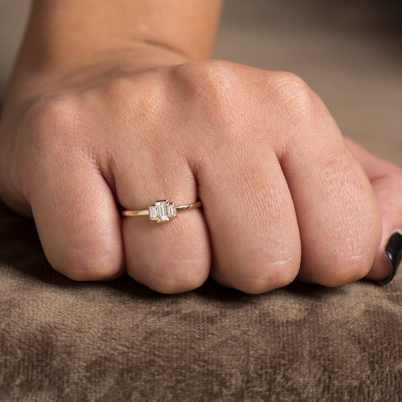 Baguette Engagement Ring - 14K Yellow Gold