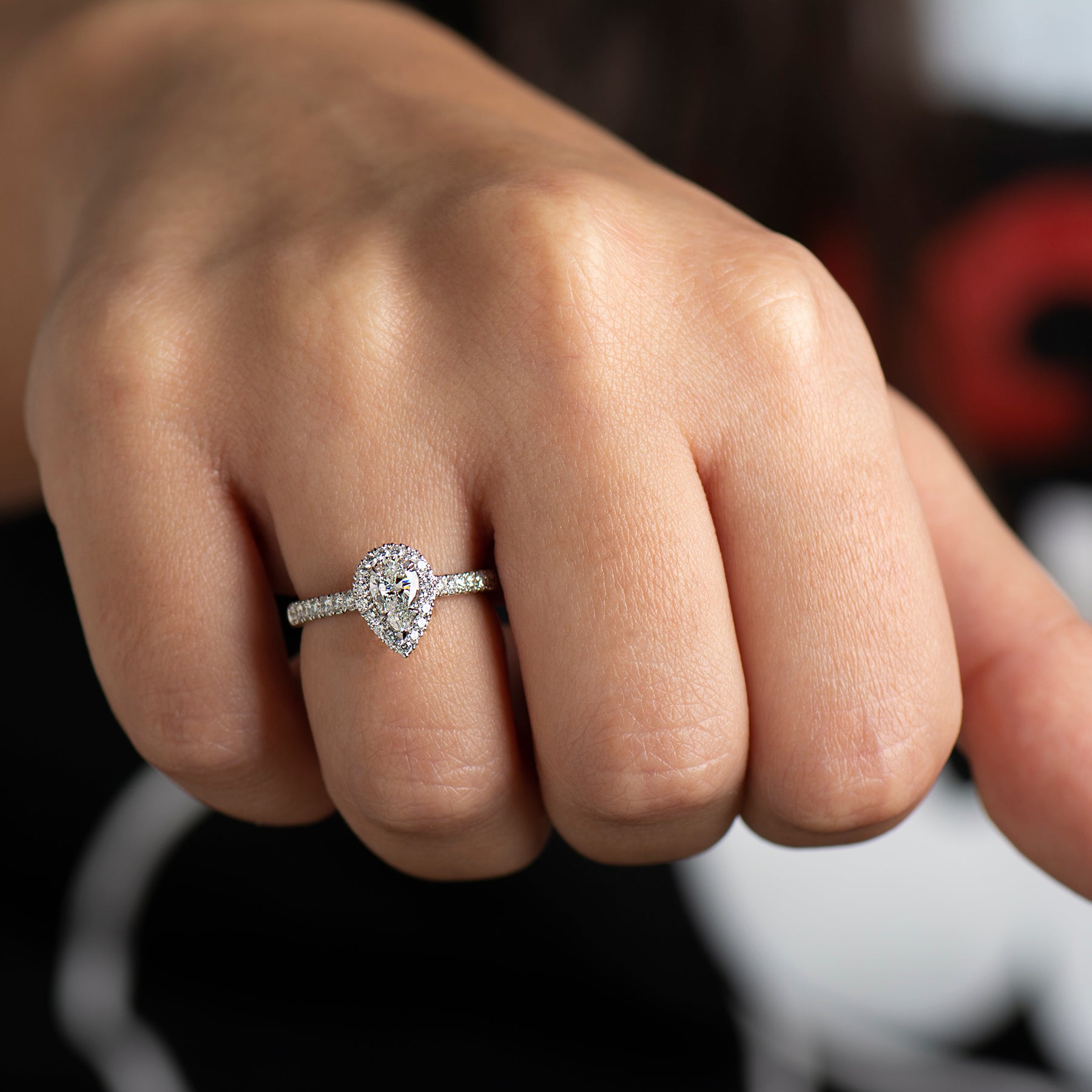 The Pear Halo Ring