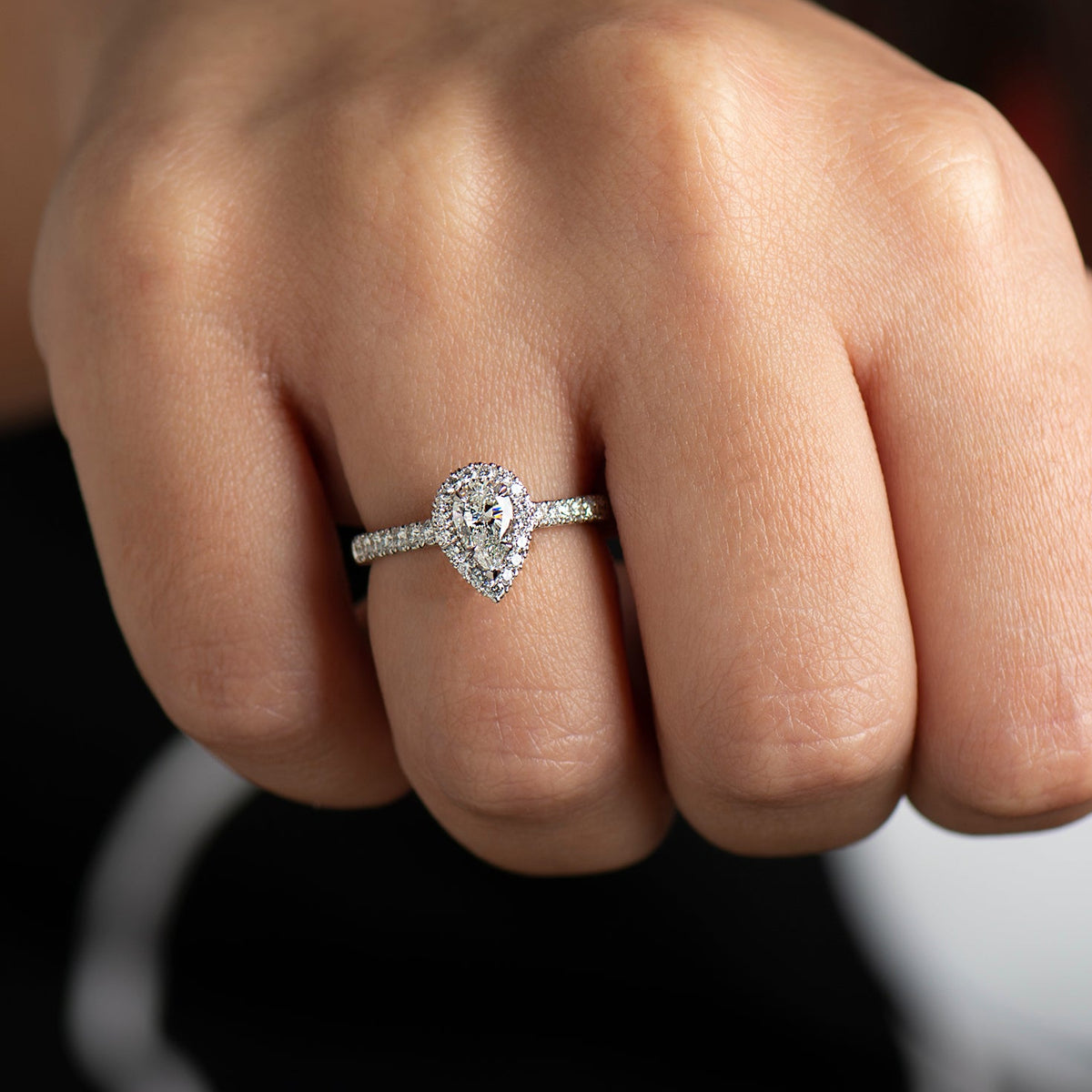 The Pear Halo Ring