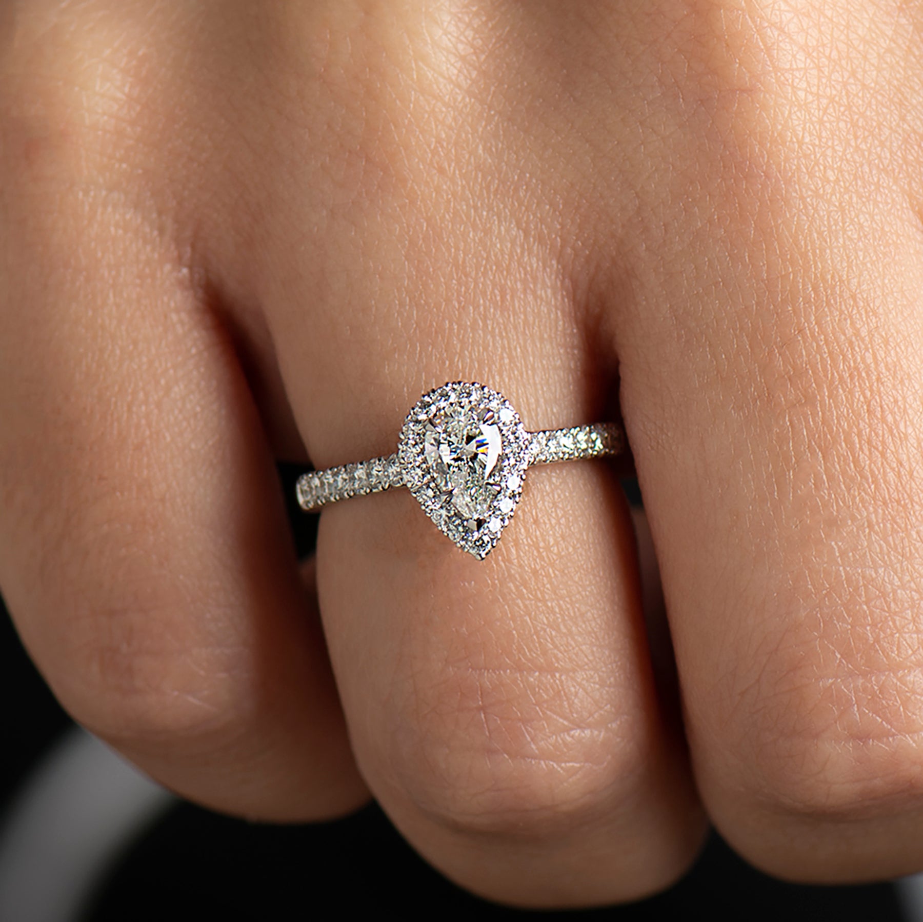 The Pear Halo Ring