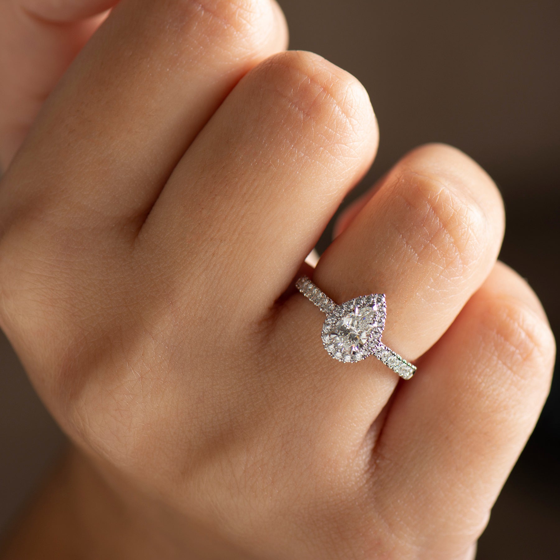 The Pear Halo Ring