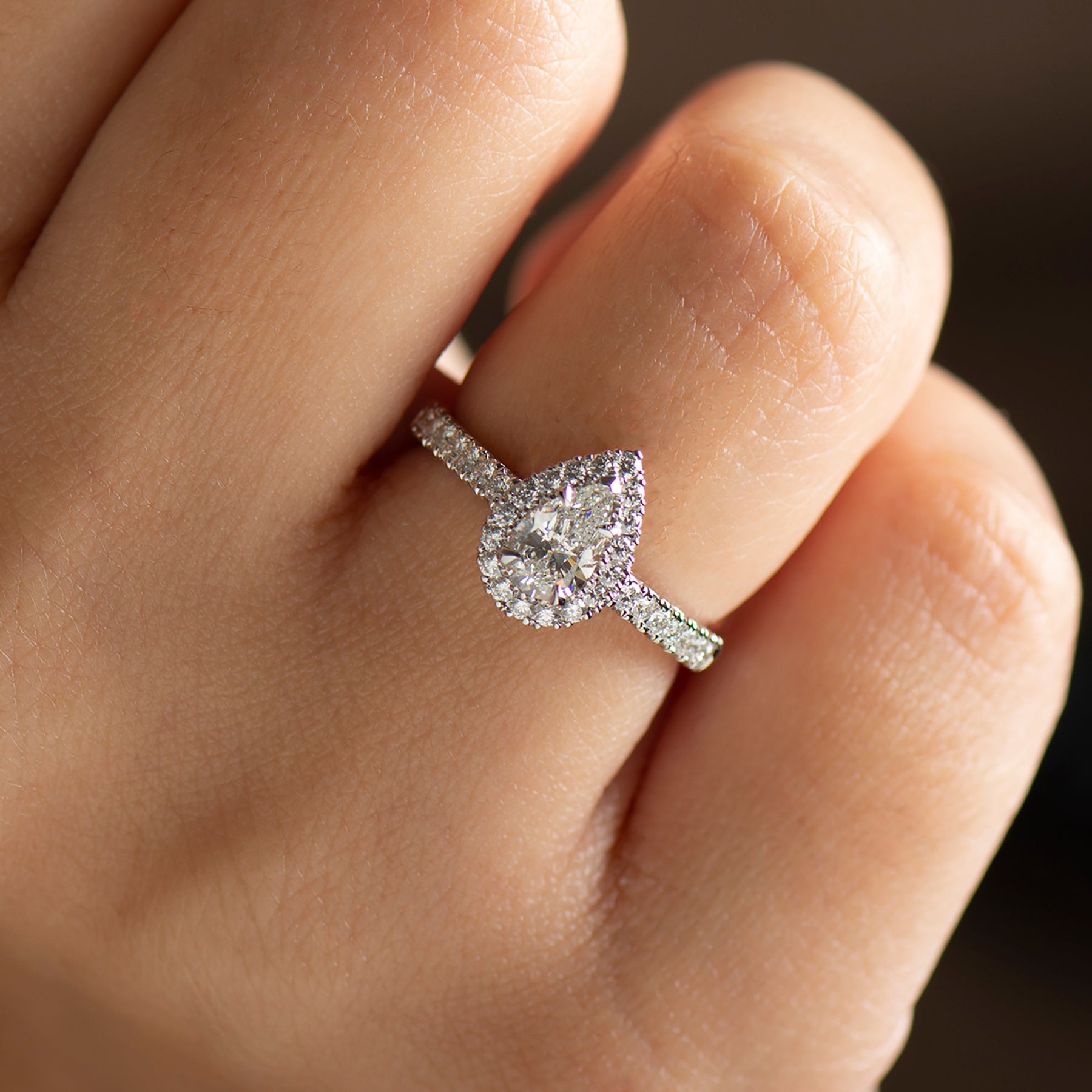 The Pear Halo Ring