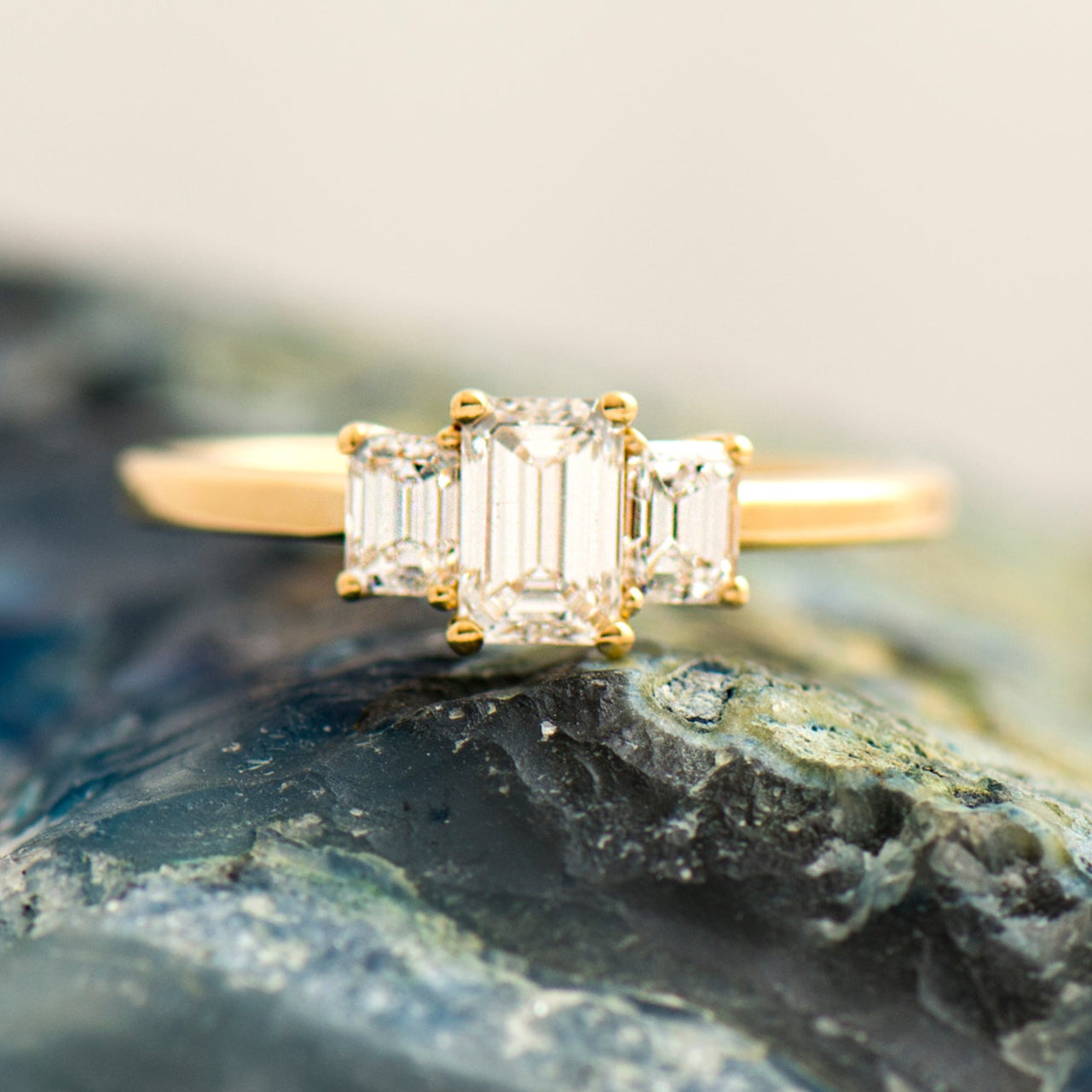 The 3 Stone Ring - Emerald Cut