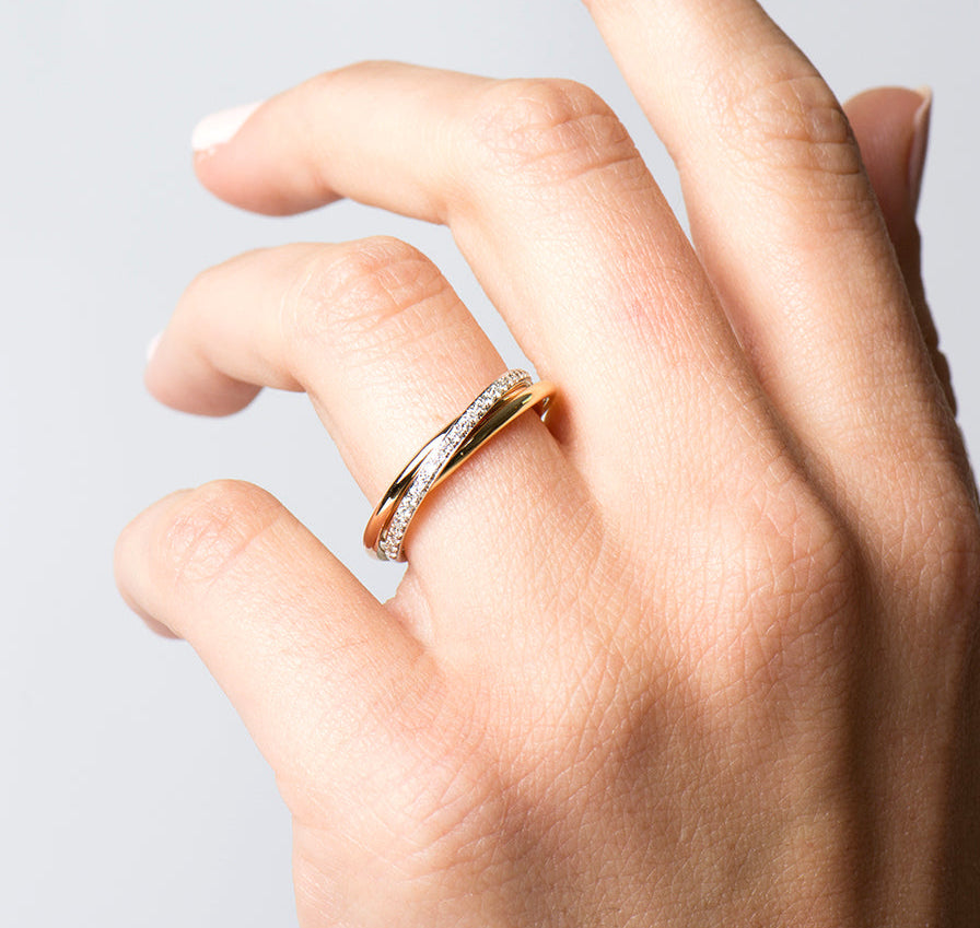 The Three Tone Interlocking Diamonds Ring - 18K Gold