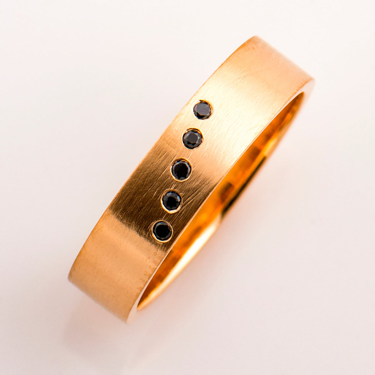 Diagonal Black Diamonds Ring - Matte Finish
