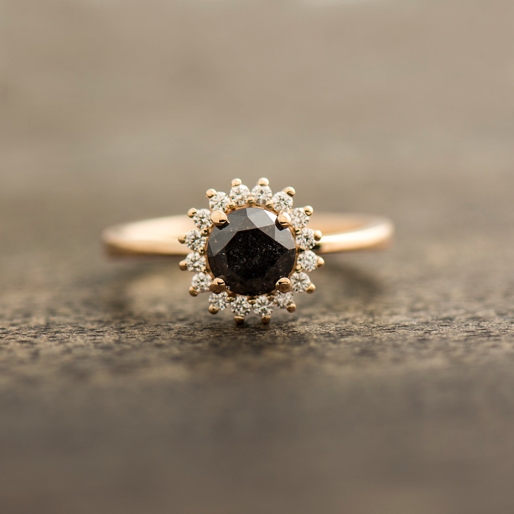 Halo Black Diamond Ring