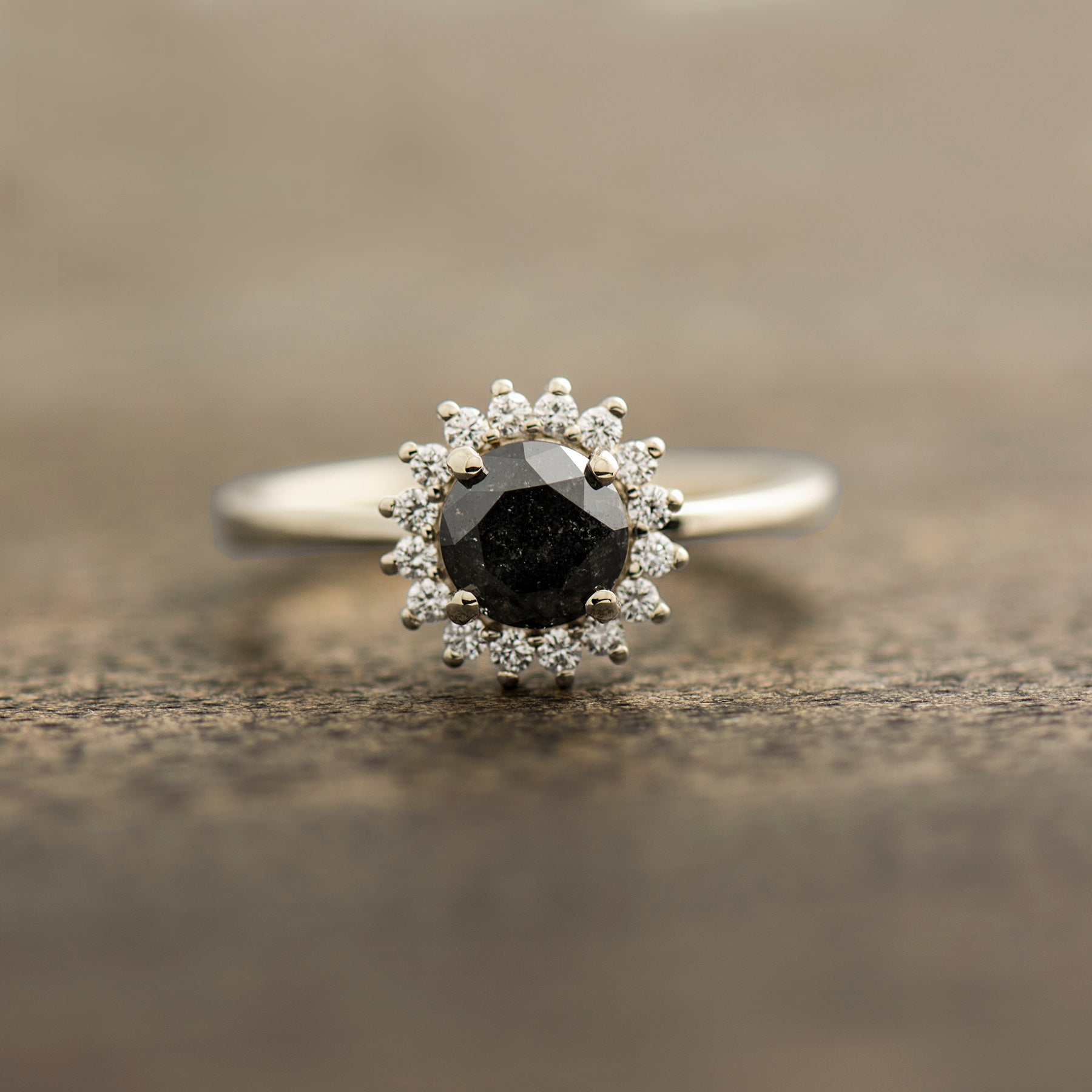 Halo Black Diamond Ring