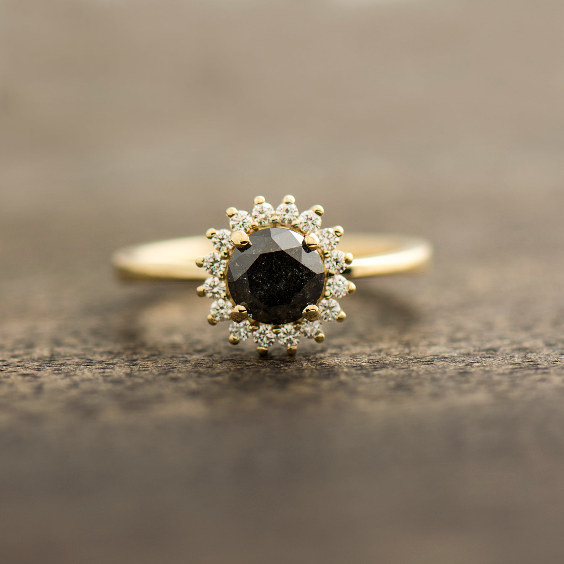 Halo Black Diamond Ring