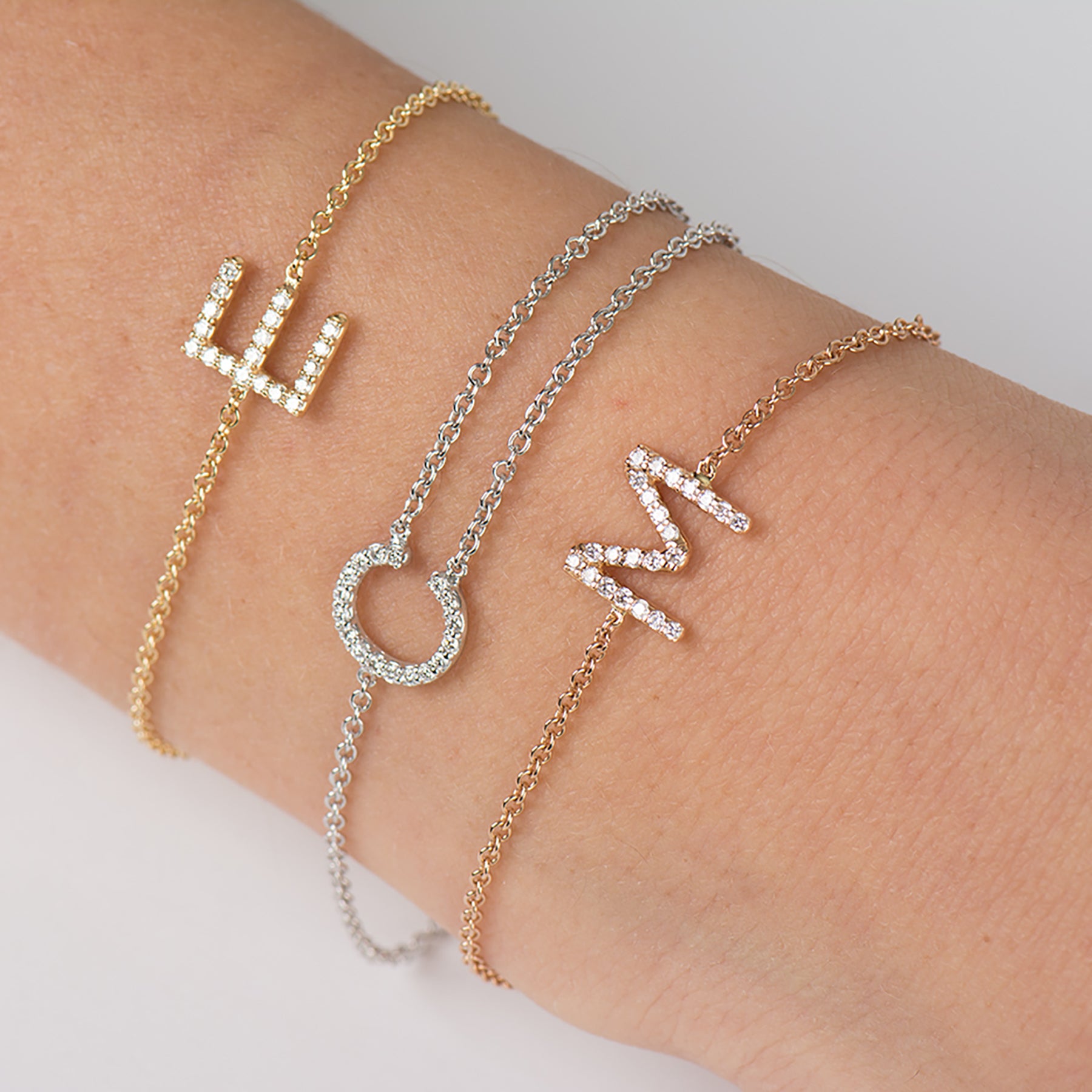 Alphabet Letter Diamond Bracelet