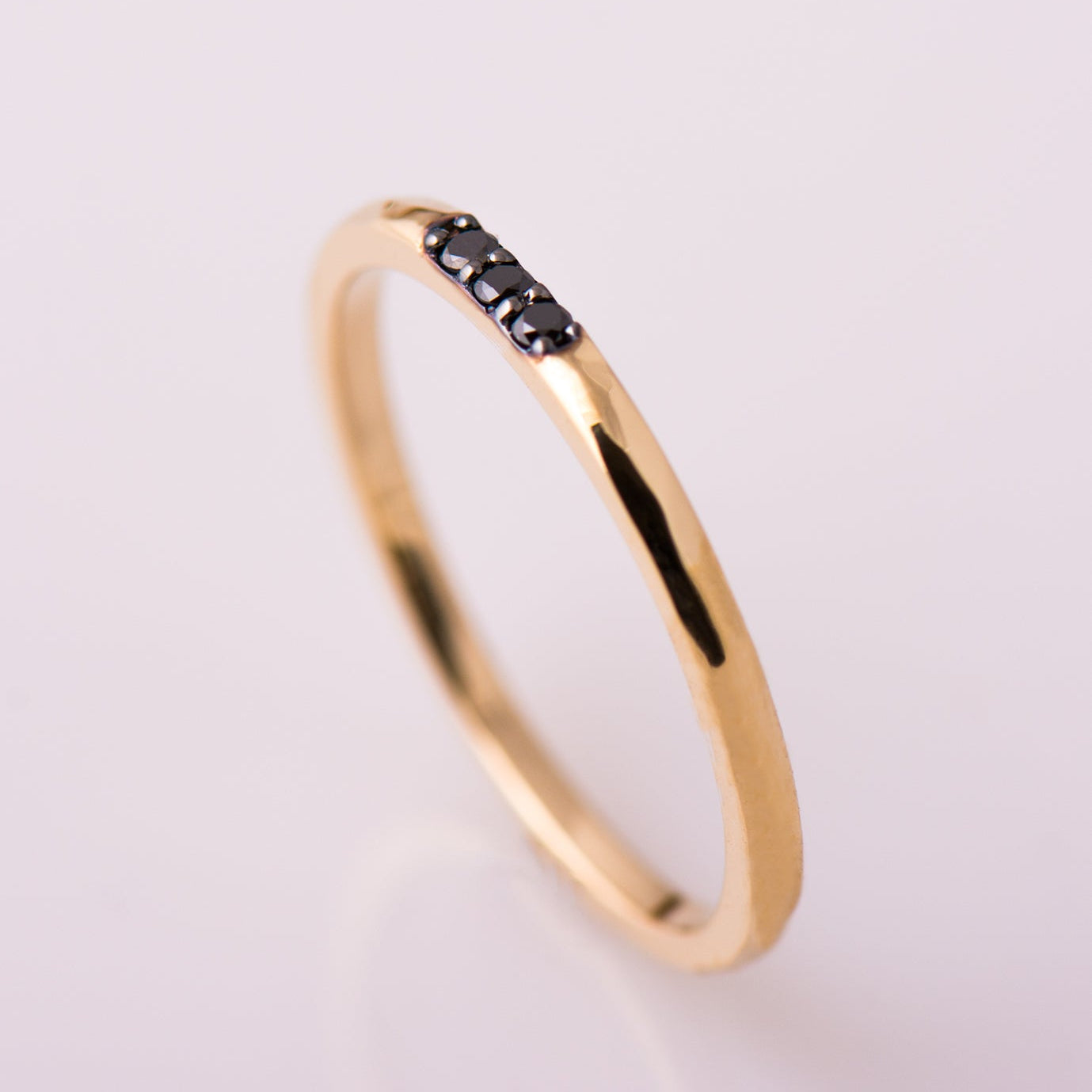1.5 mm Black Diamond 3 Stone Ring