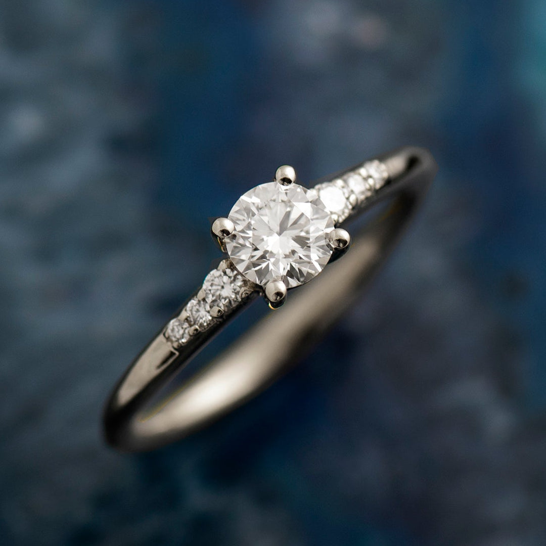 The Round Tapered Lab Diamond Engagement Ring - 14K White Gold
