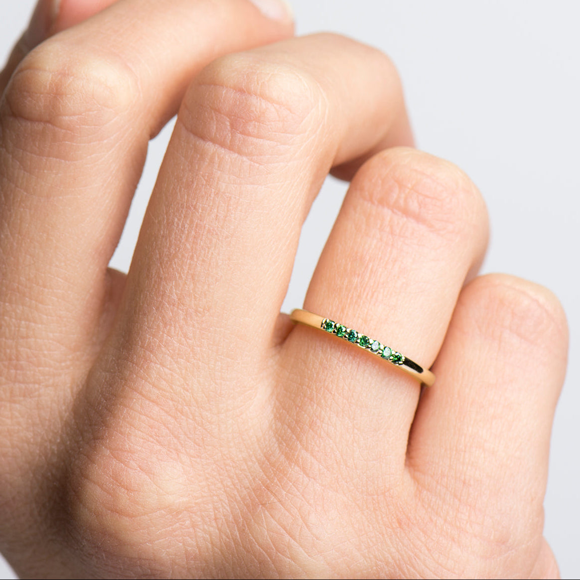 1.5 mm Green Diamonds Stack Ring