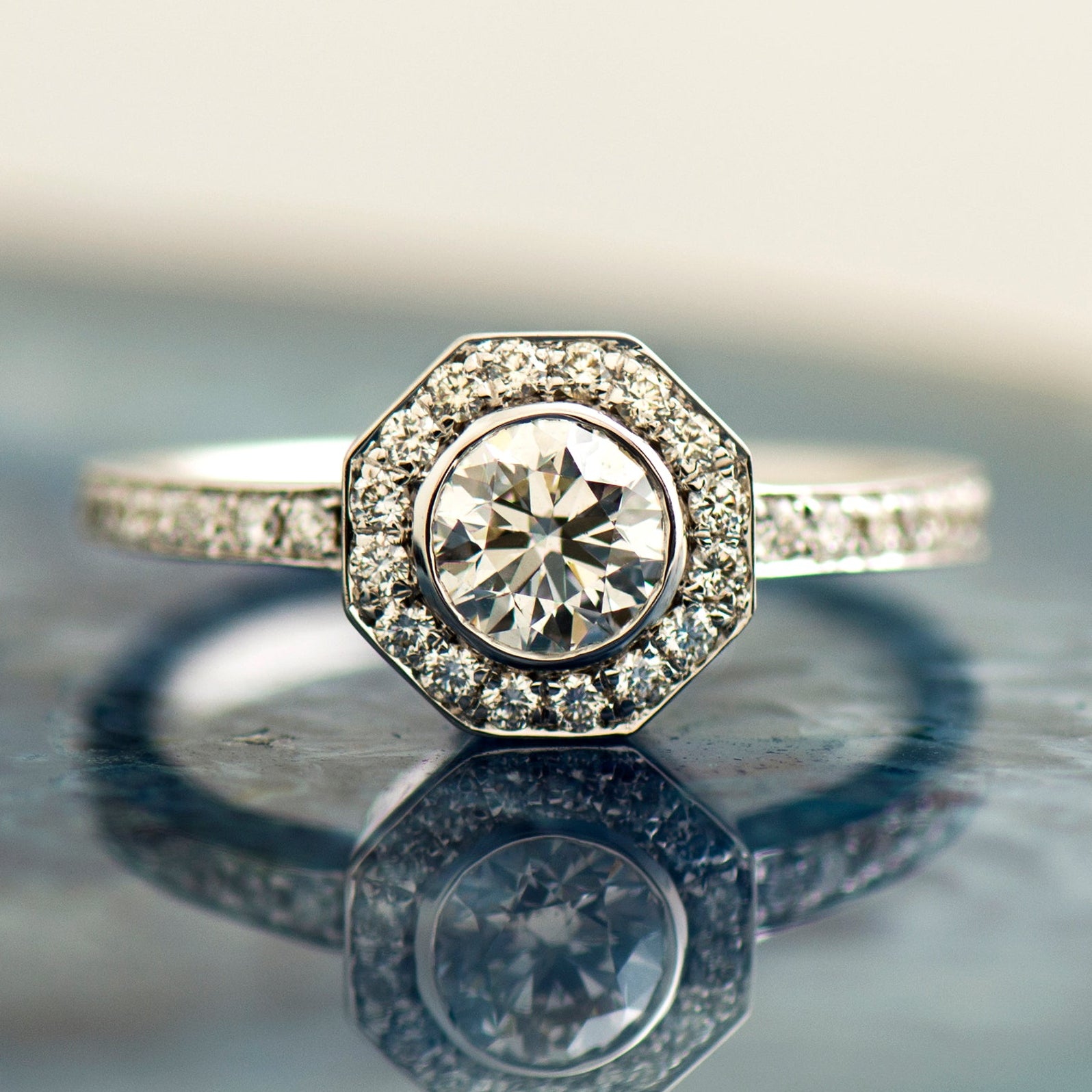 The Octagon Halo Ring