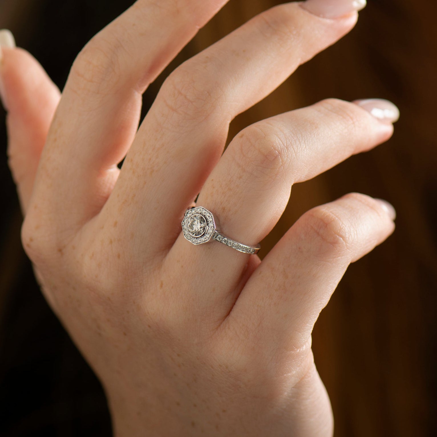 The Octagon Halo Ring