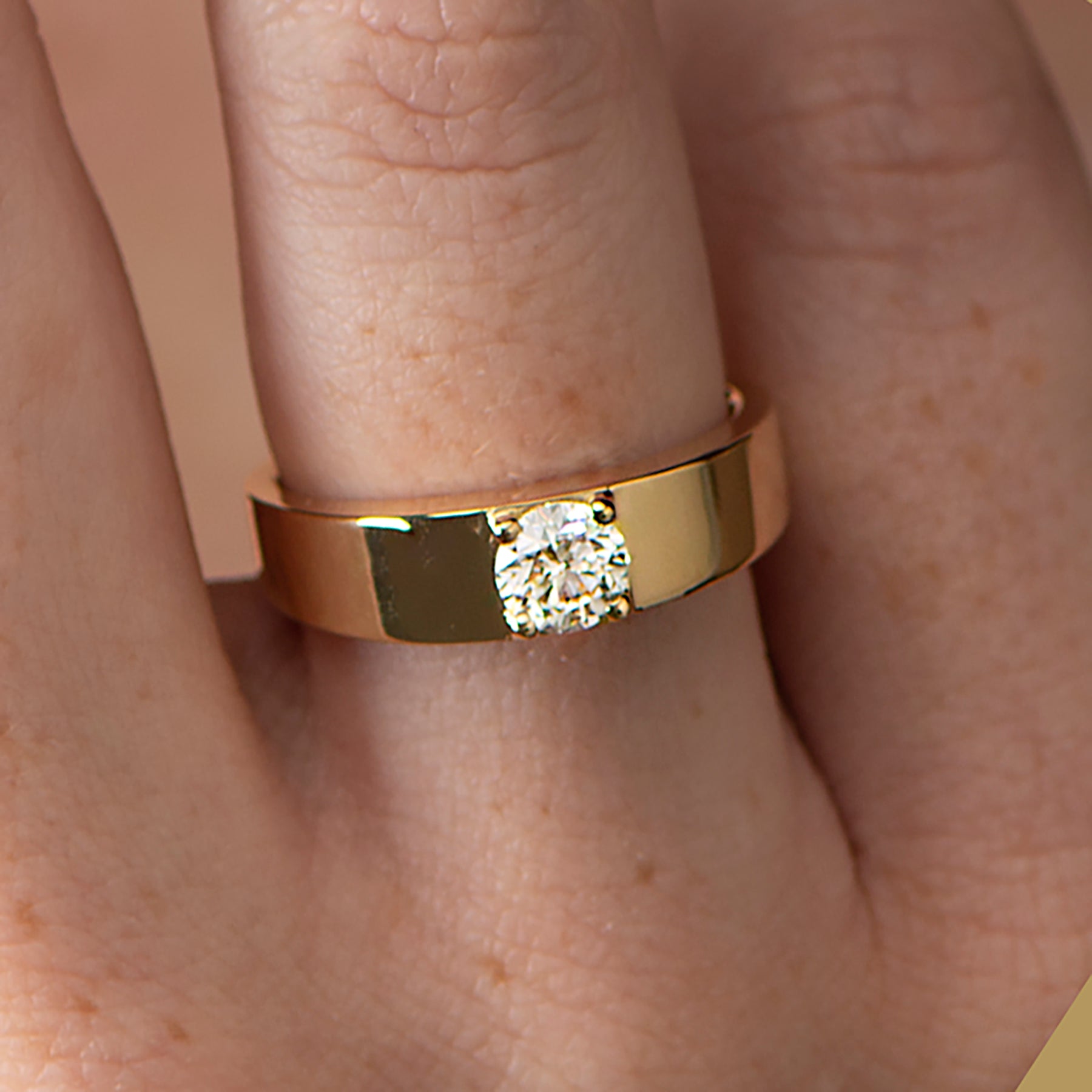 Wide Solitaire Diamond Ring