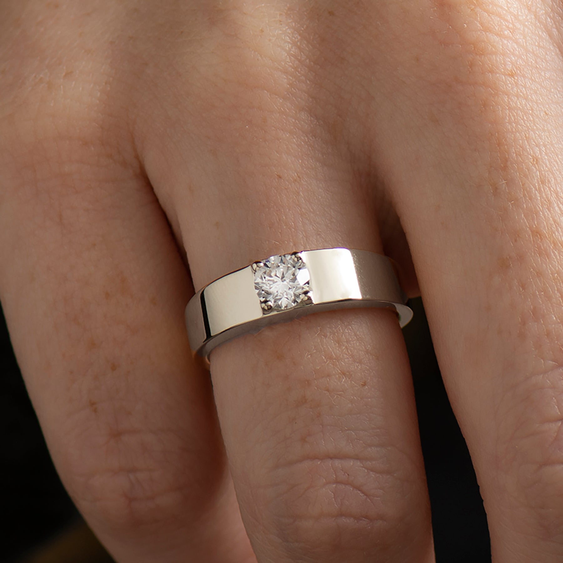 Wide Solitaire Diamond Ring