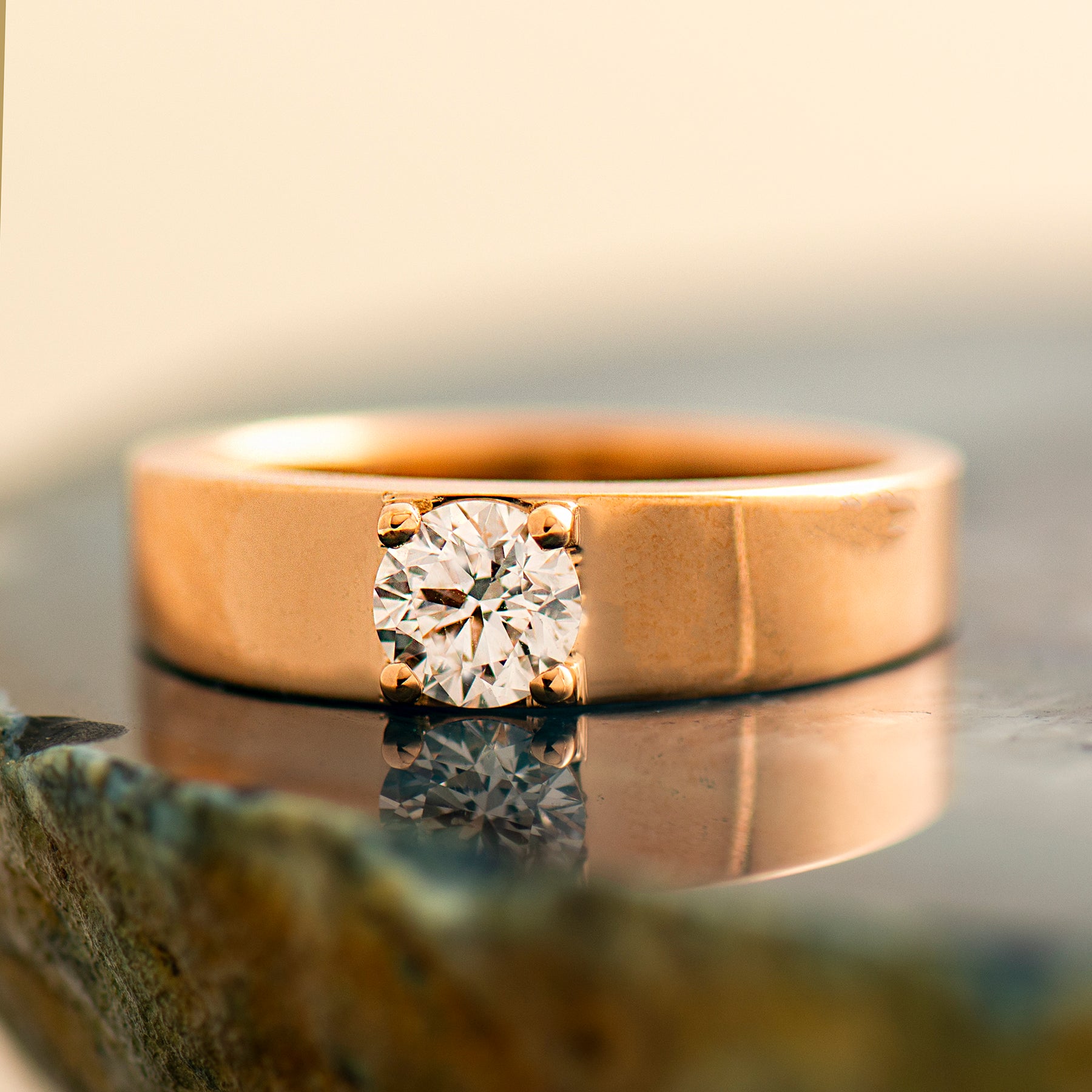 Wide Solitaire Diamond Ring