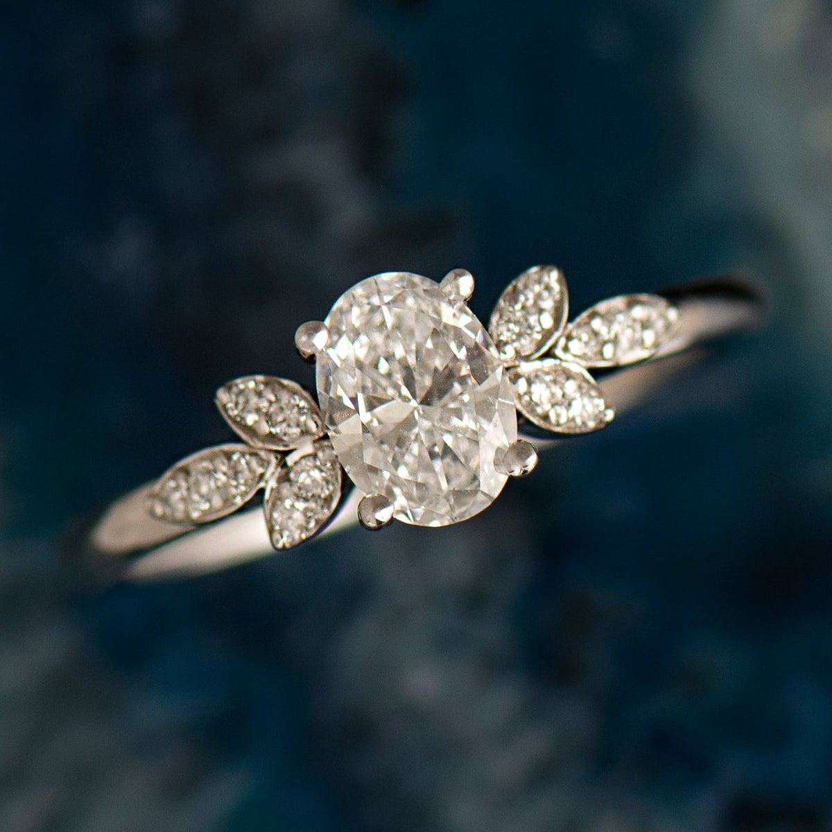 Flower Oval Engagement Ring