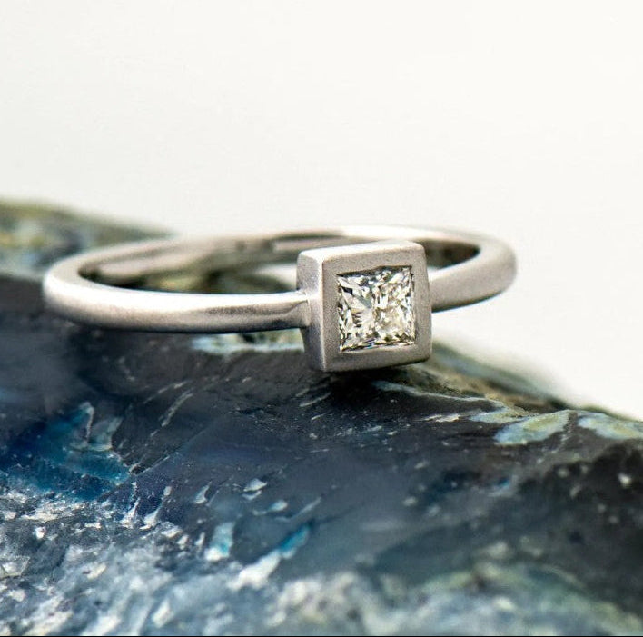 Matte textured Engagement Ring