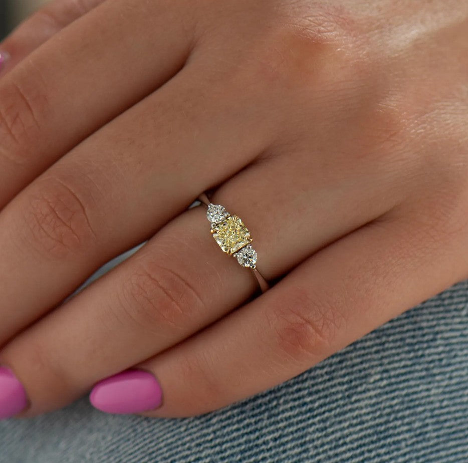 Yellow Diamond Ring - 18K White & Yellow Gold