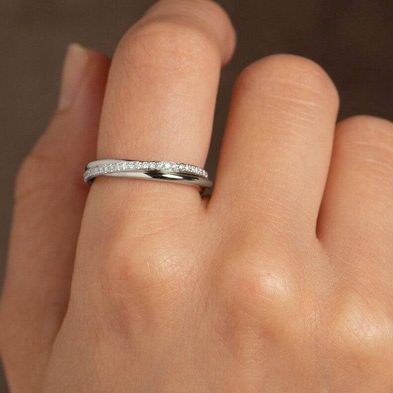 One Tone Three Bands Interlocking Ring