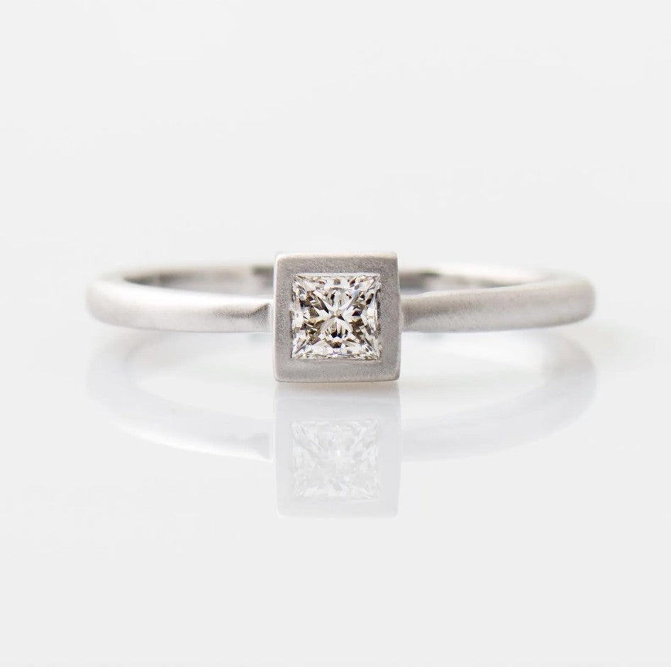 Matte textured Engagement Ring