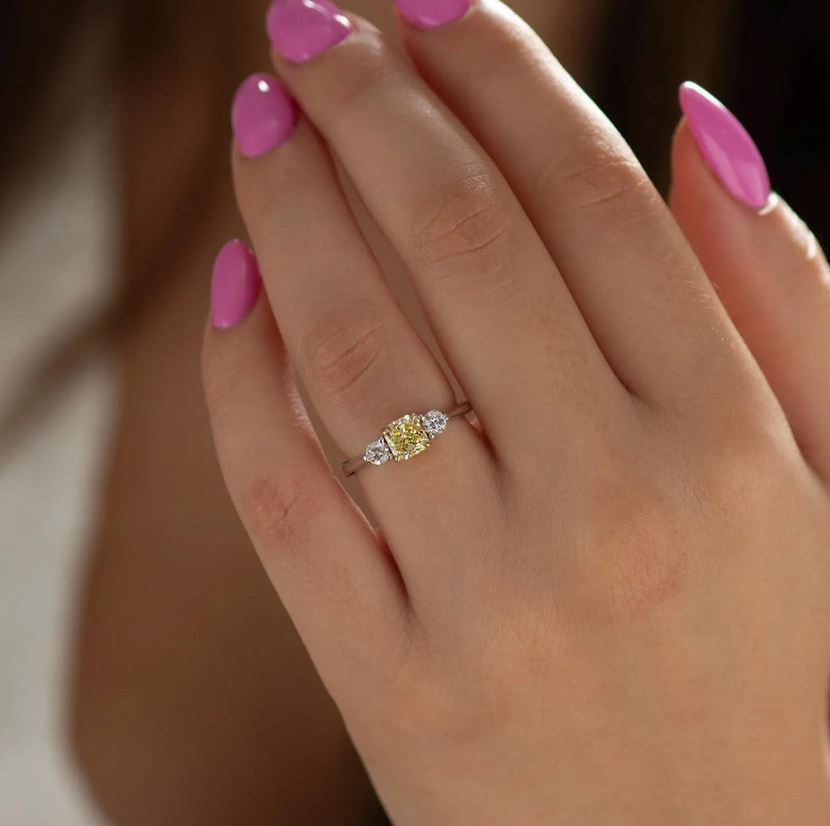 Yellow Diamond Ring - 18K White & Yellow Gold