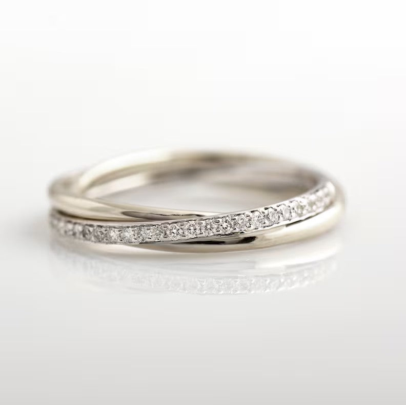One Tone Three Bands Interlocking Ring