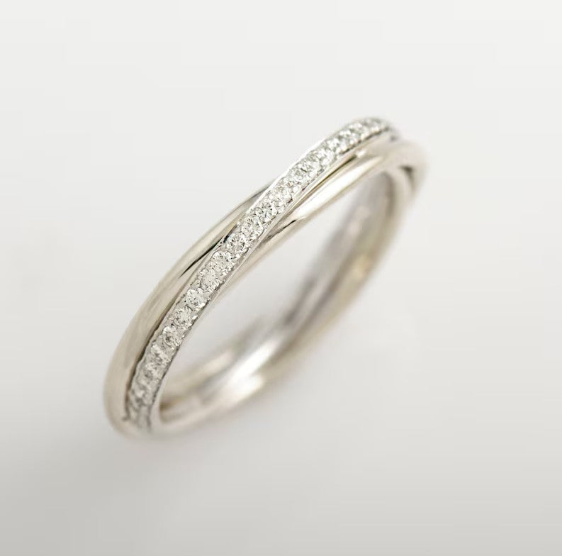 One Tone Three Bands Interlocking Ring