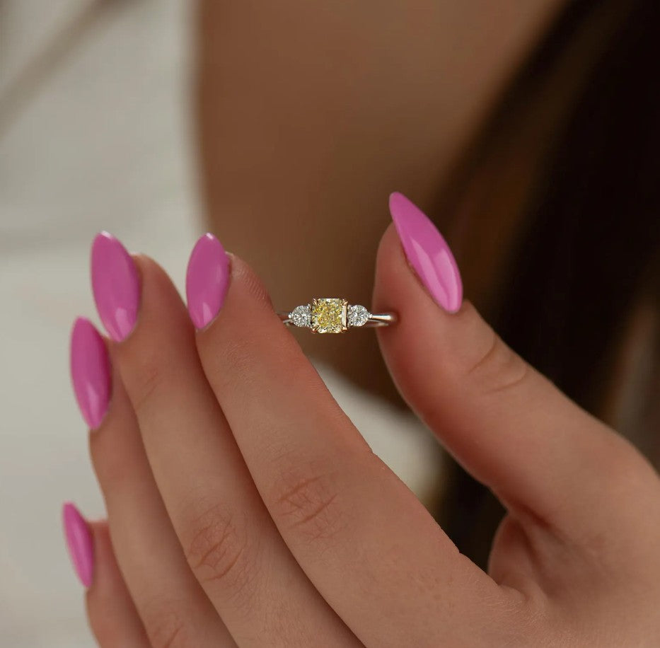 Yellow Diamond Ring - 18K White & Yellow Gold