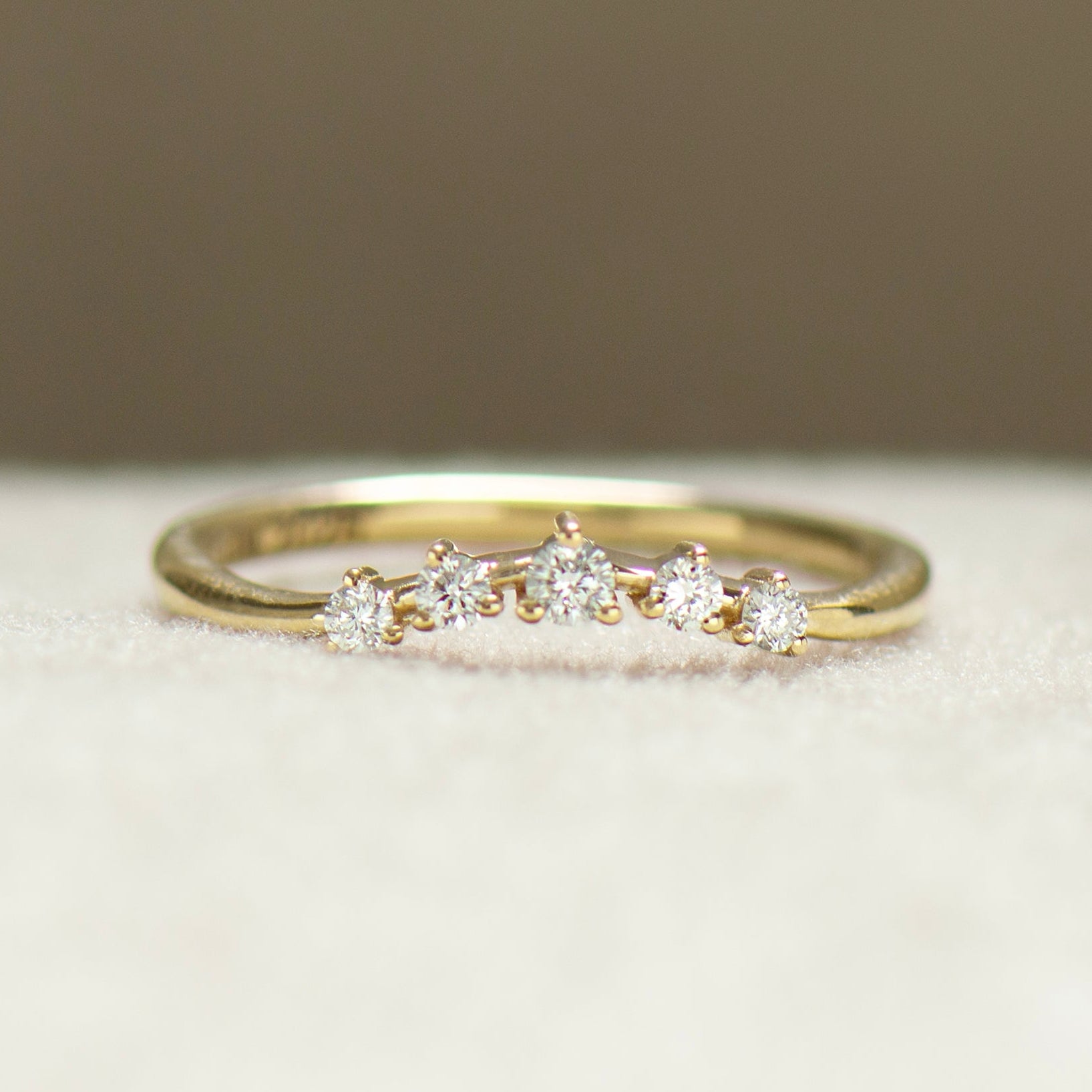 Curved Five Diamonds Matching Ring