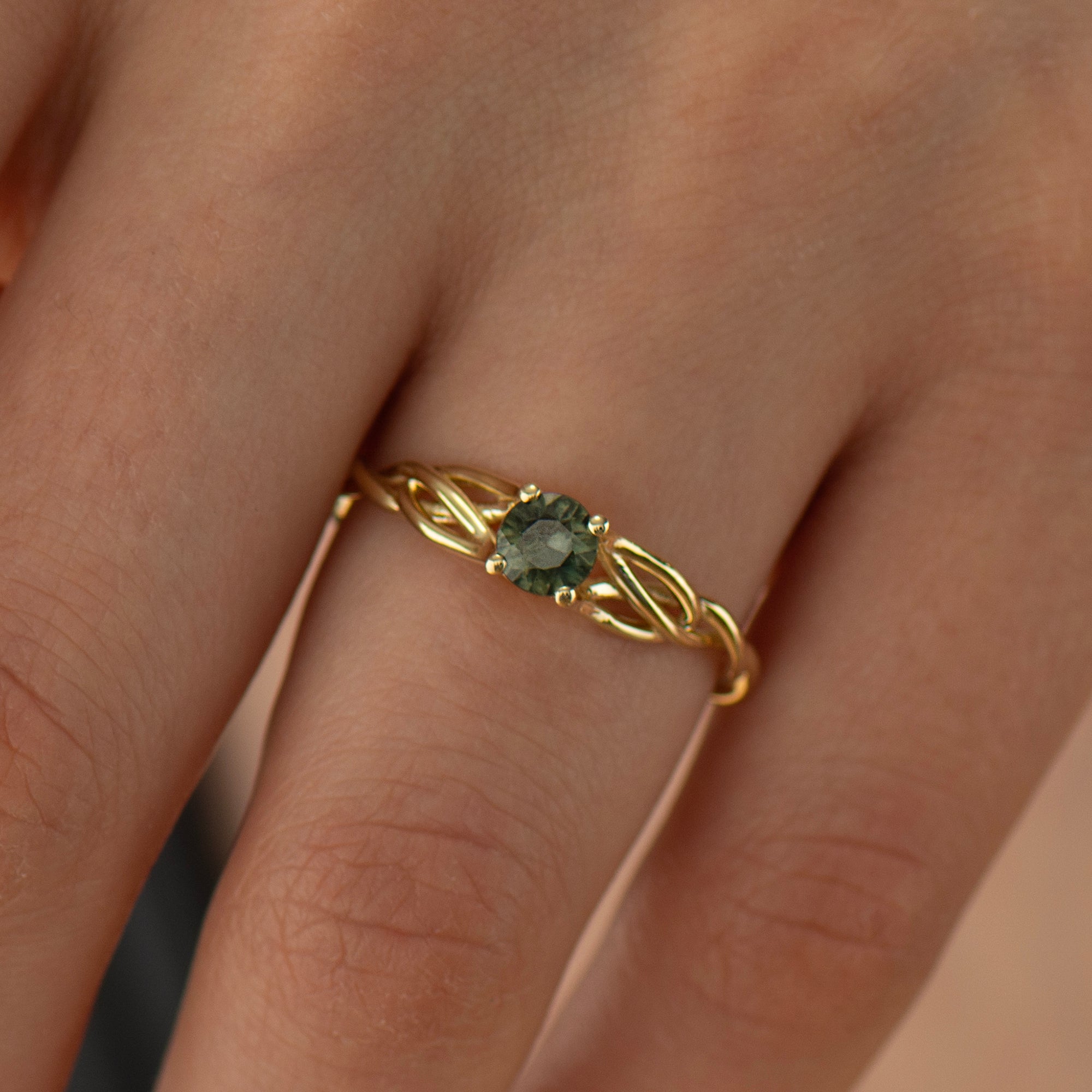 Celtic Green Sapphire Ring