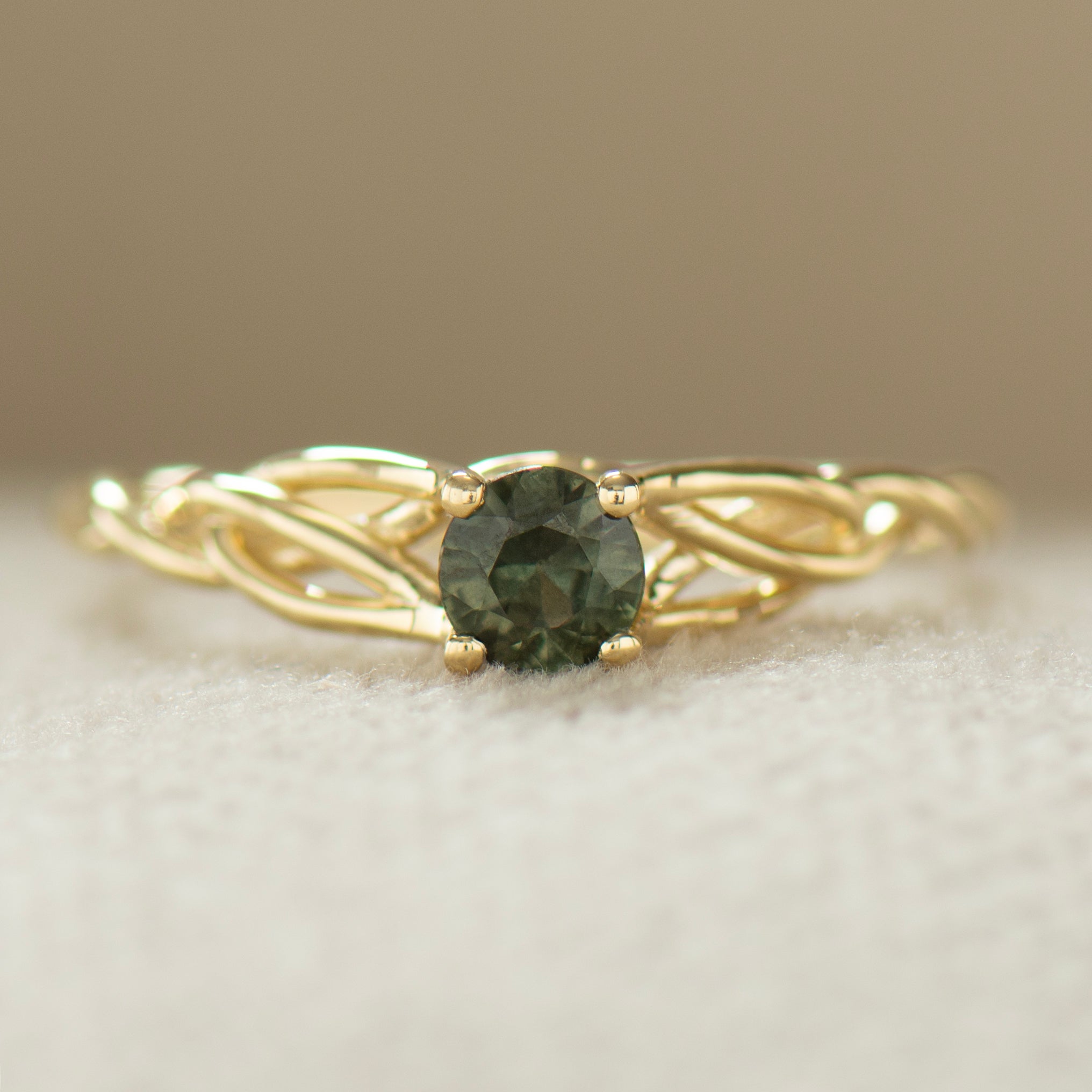Celtic Green Sapphire Ring