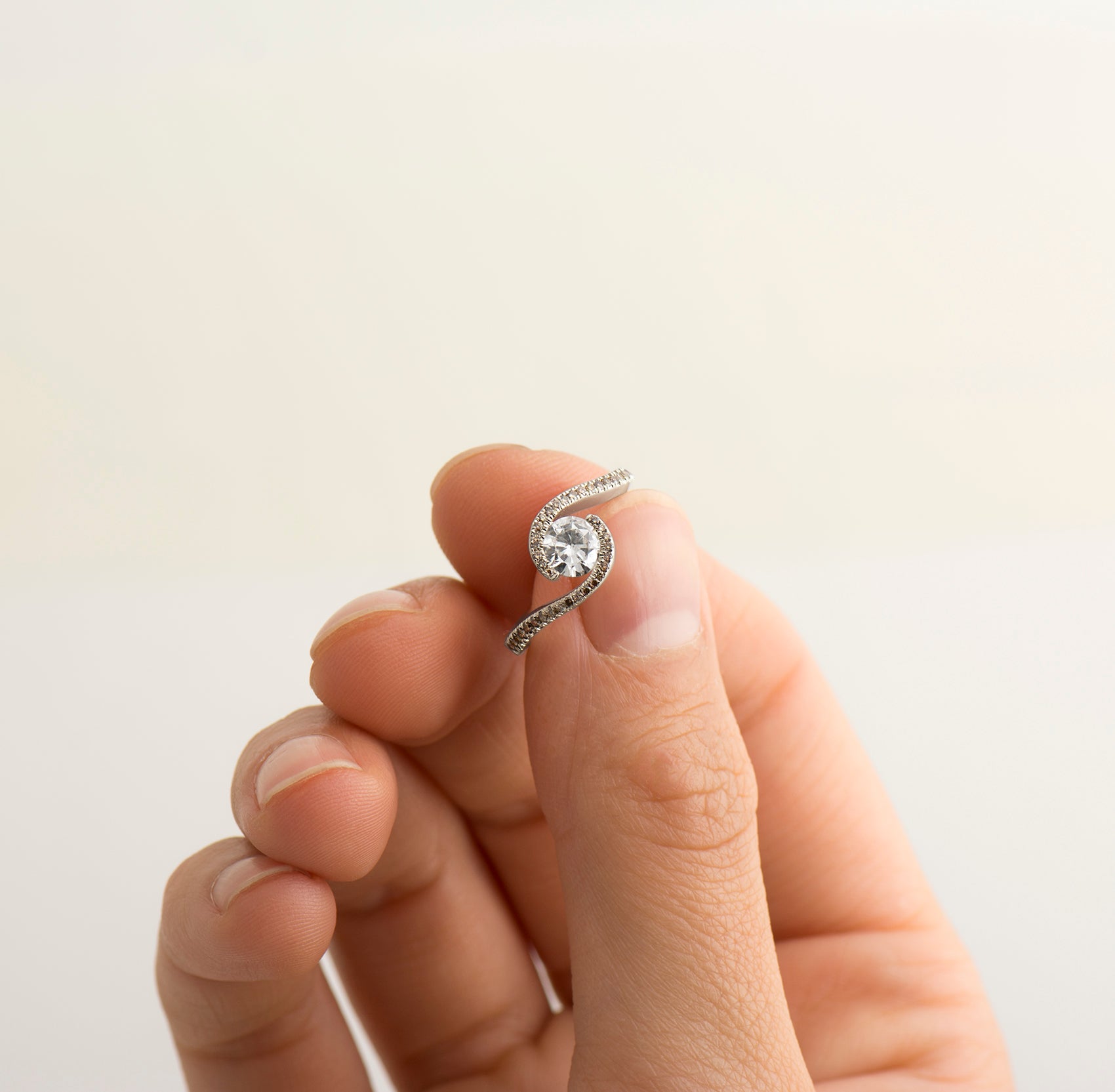 Twisted Engagement Ring Set With Brown Diamonds