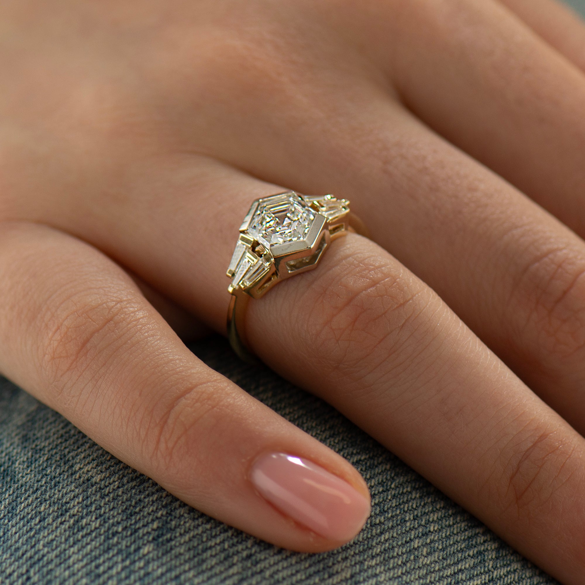 Unique Hexagon Diamond Ring