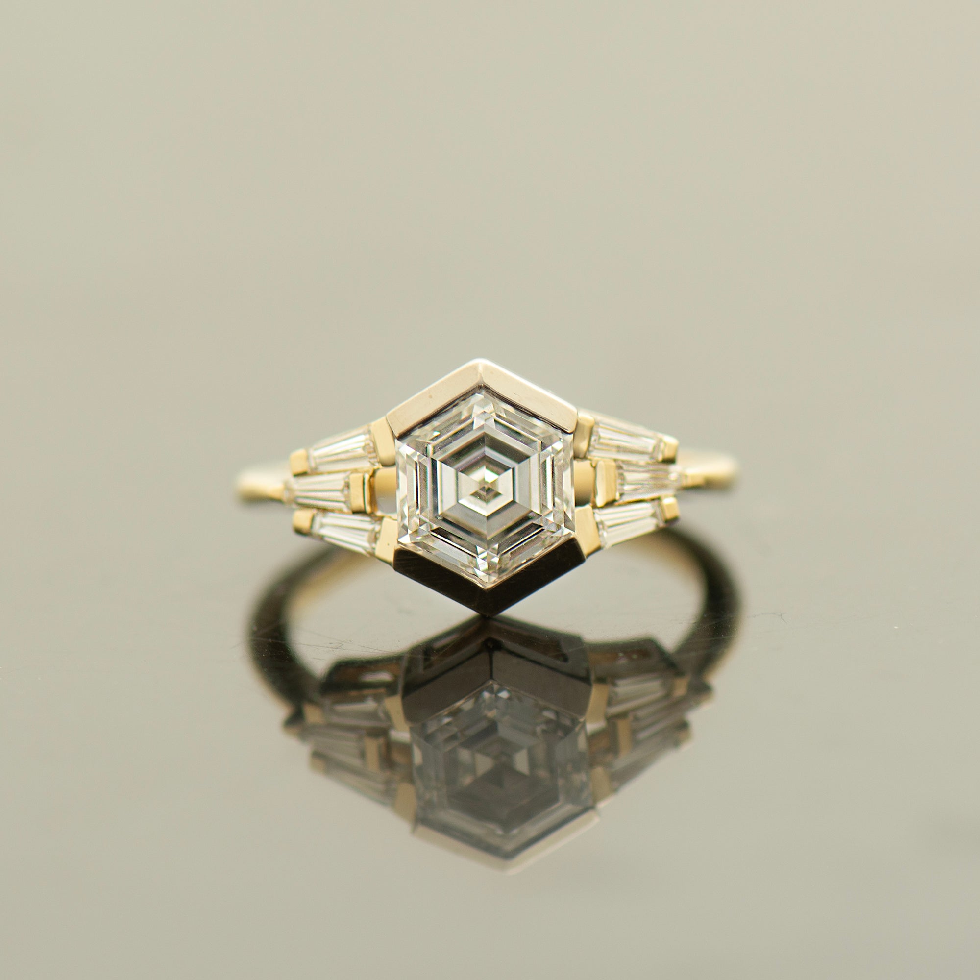Unique Hexagon Diamond Ring