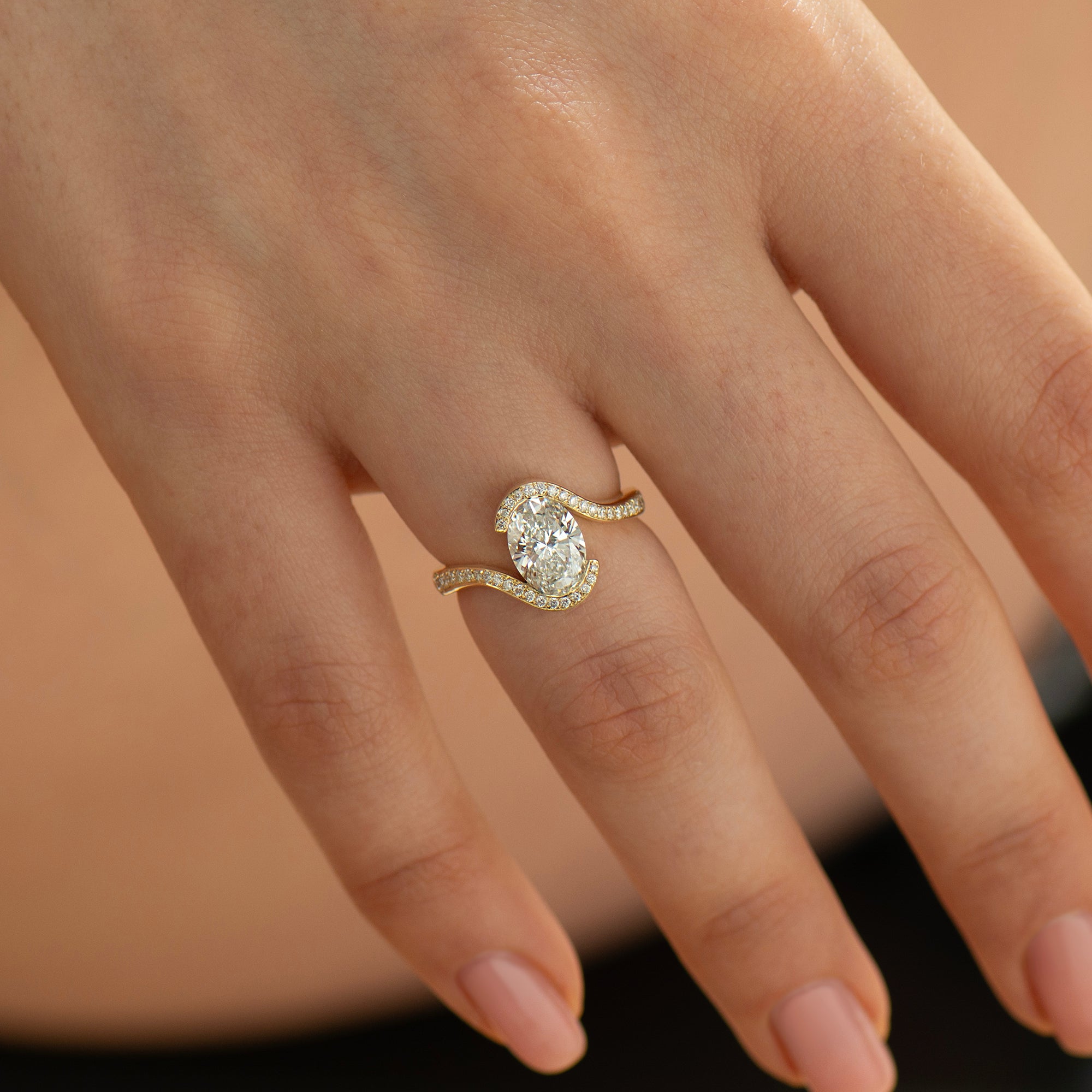 Oval Bypass Lab Diamond Ring