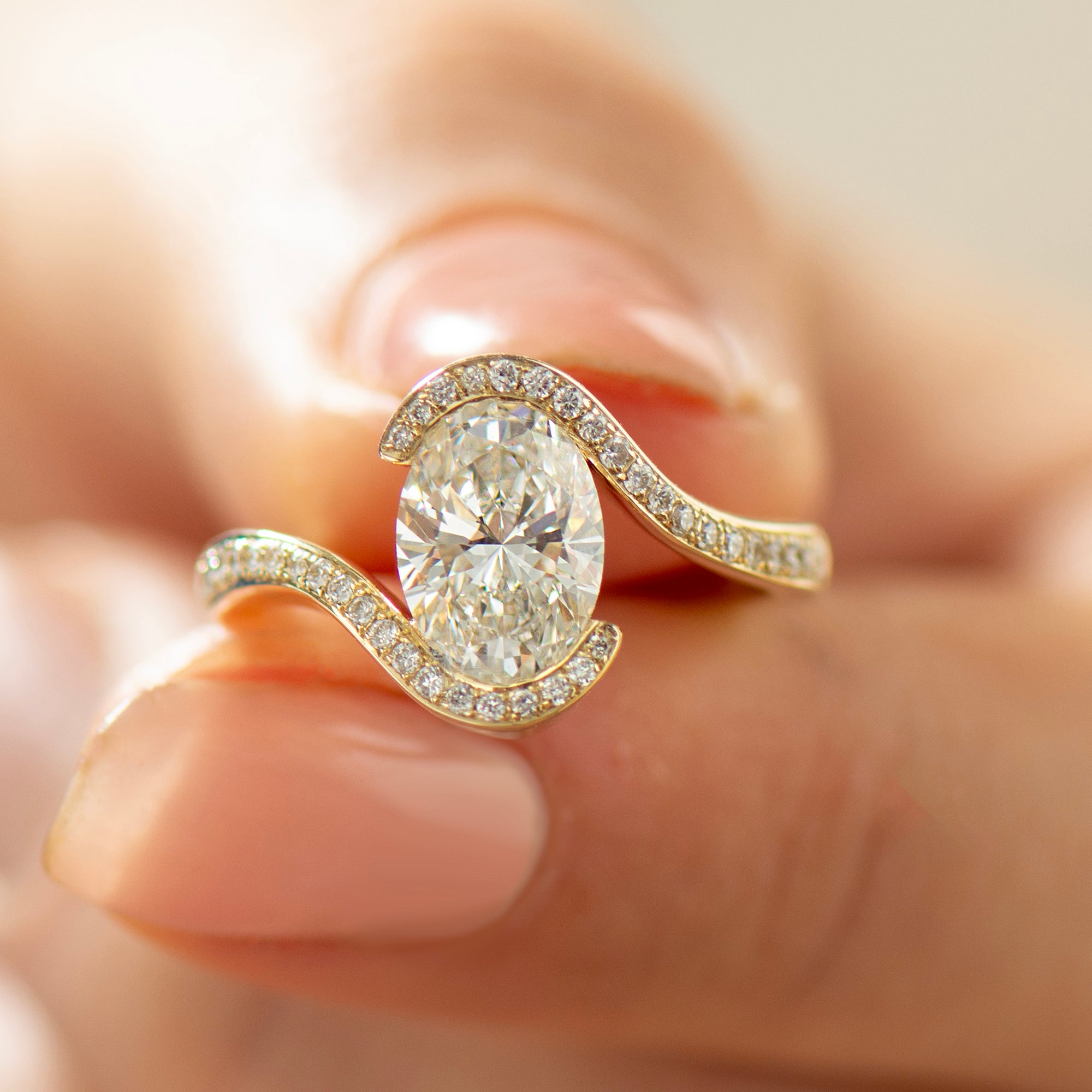 Oval Bypass Lab Diamond Ring