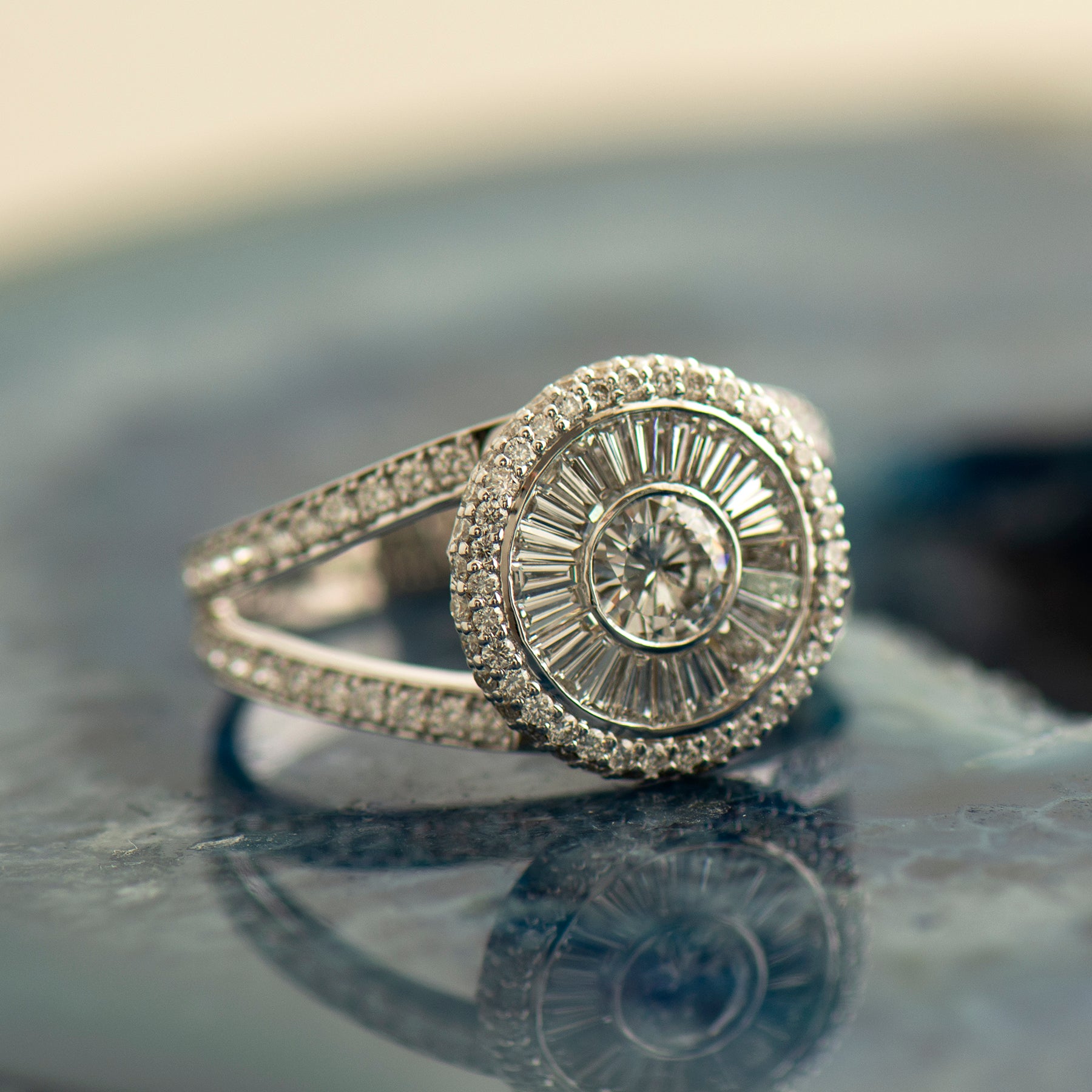 Sun Rays Diamonds Ring