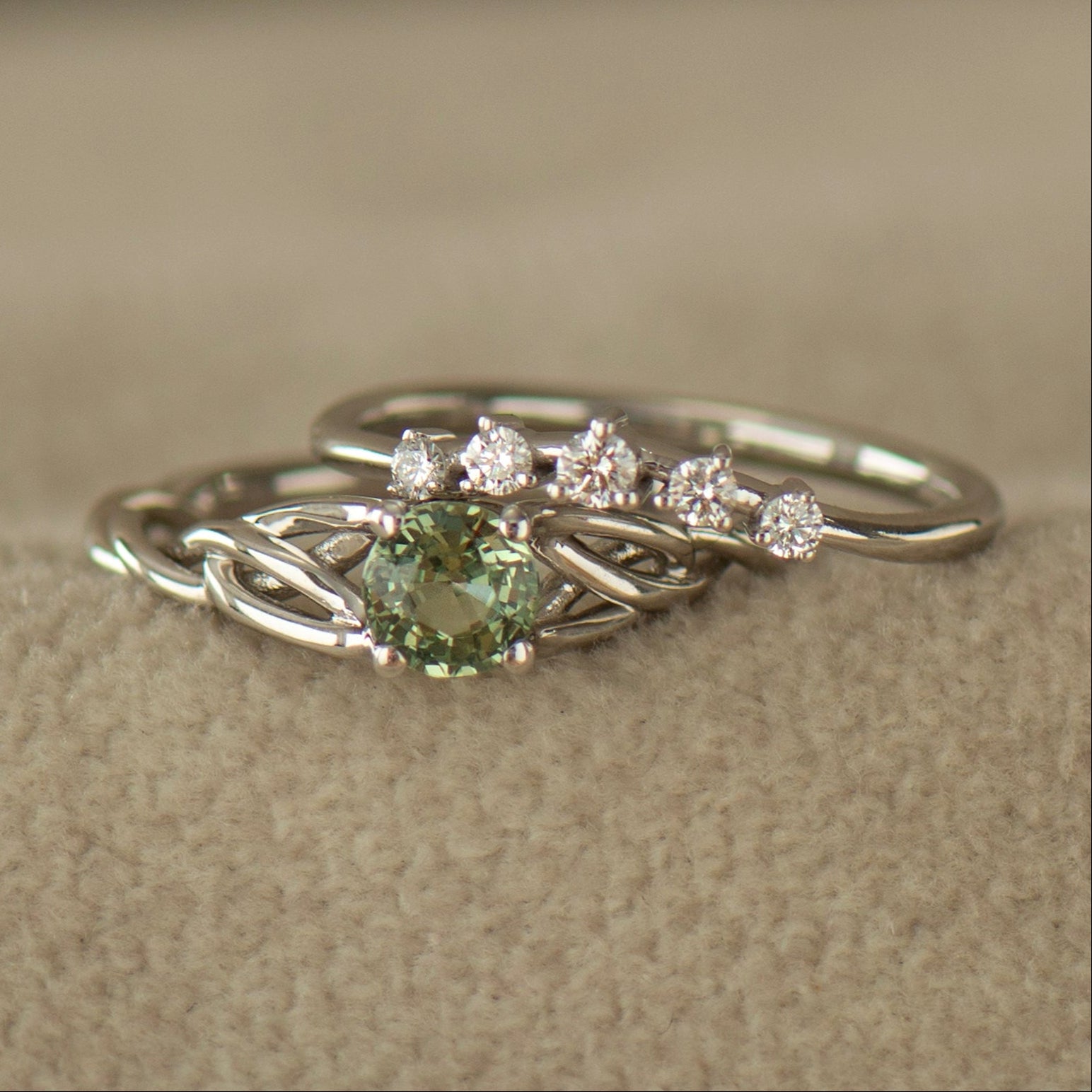 Celtic Mint Green Sapphire Set
