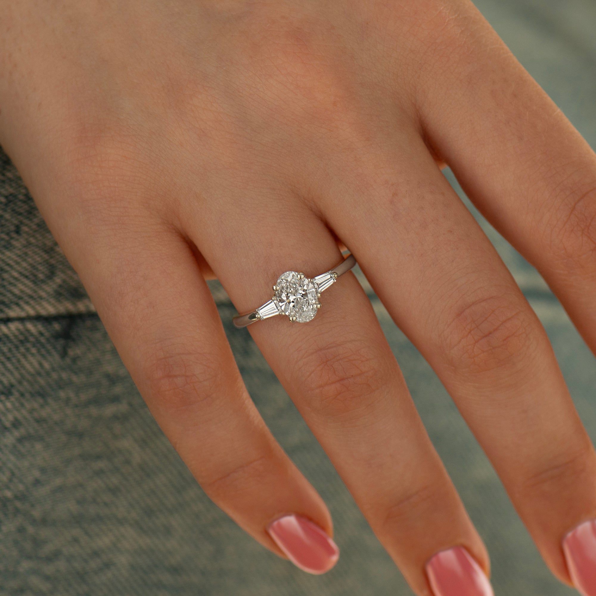 Oval & Baguette Engagement Ring