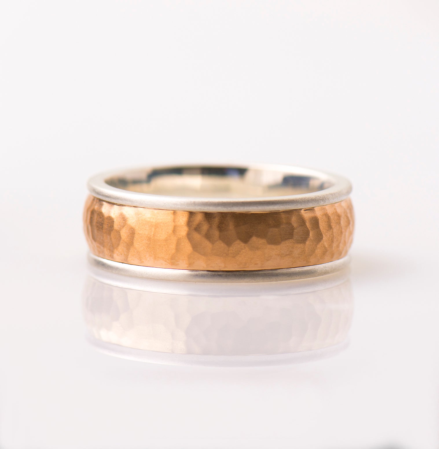 7mm Hammered Two Toned Wedding Band