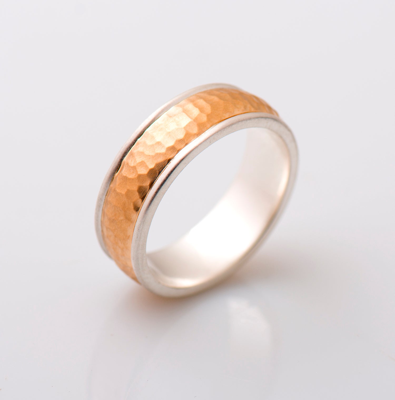 7mm Hammered Two Toned Wedding Band