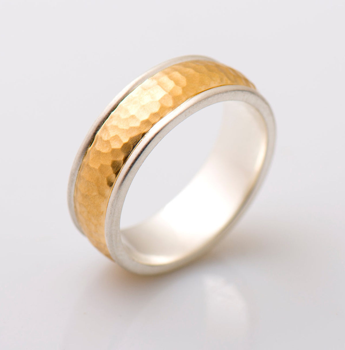 7mm Hammered Two Toned Wedding Band