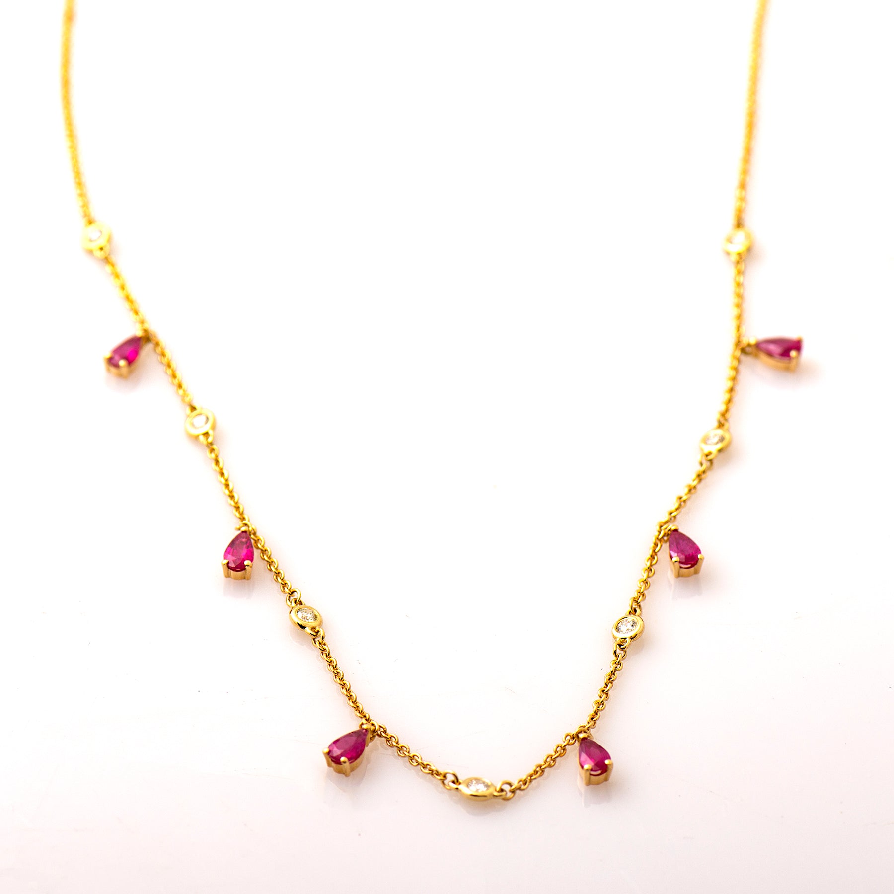 Station Necklace - Diamonds and Rubies