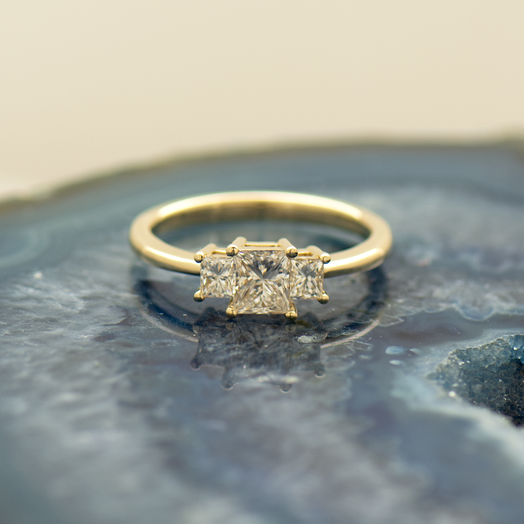 Three Stone Princess Diamond Ring