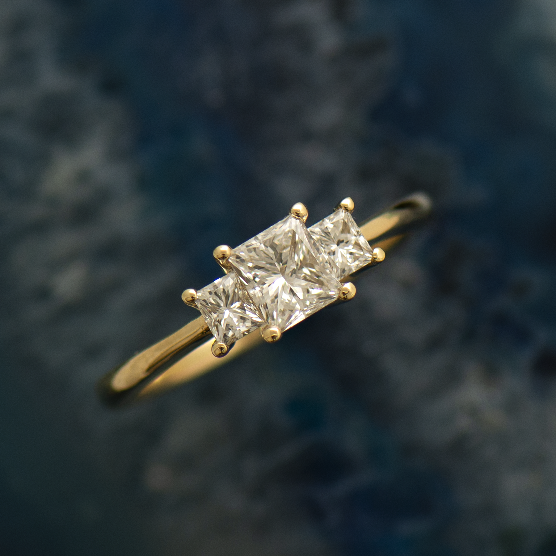 Three Stone Princess Diamond Ring