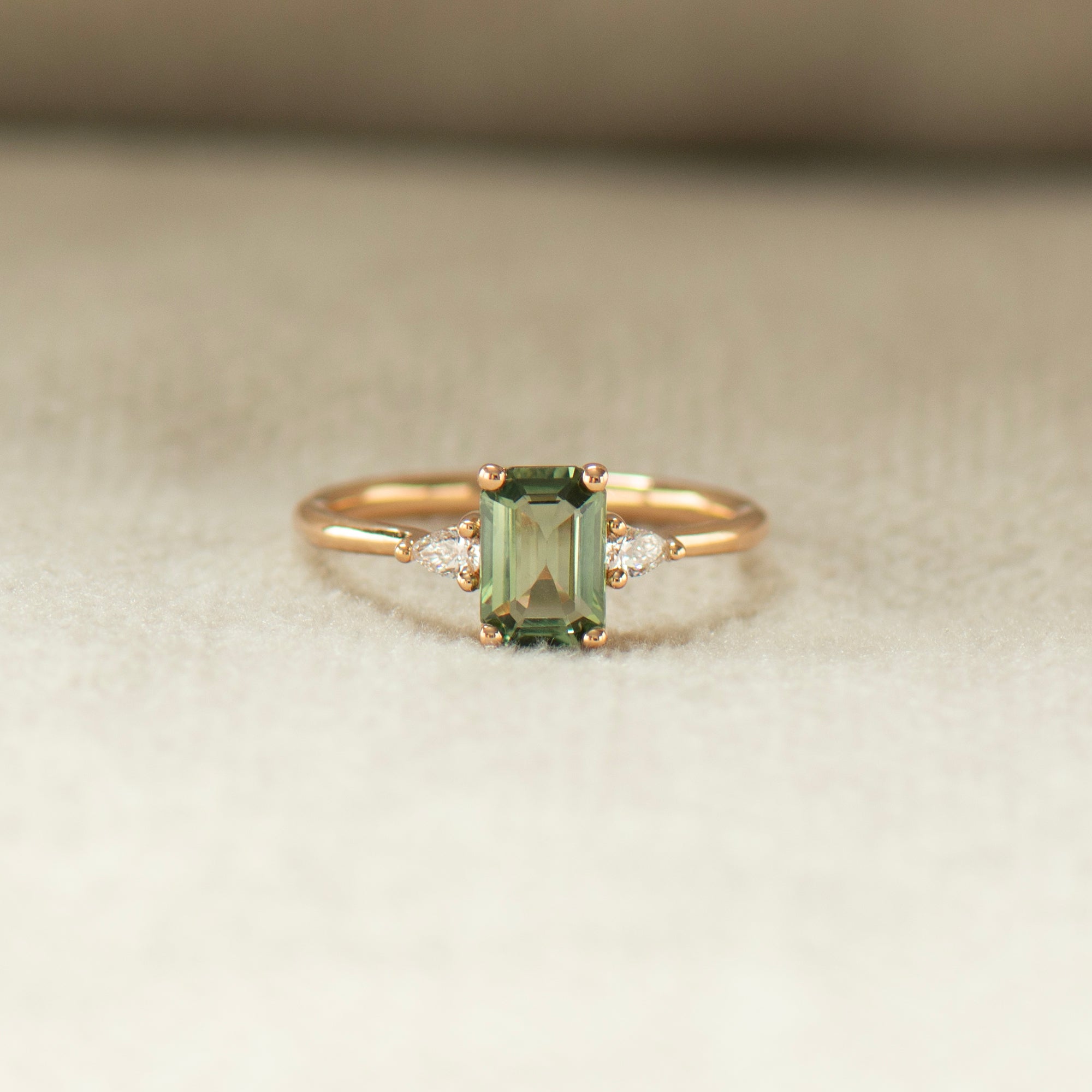 Green Sapphire Engagement Ring - Emerald