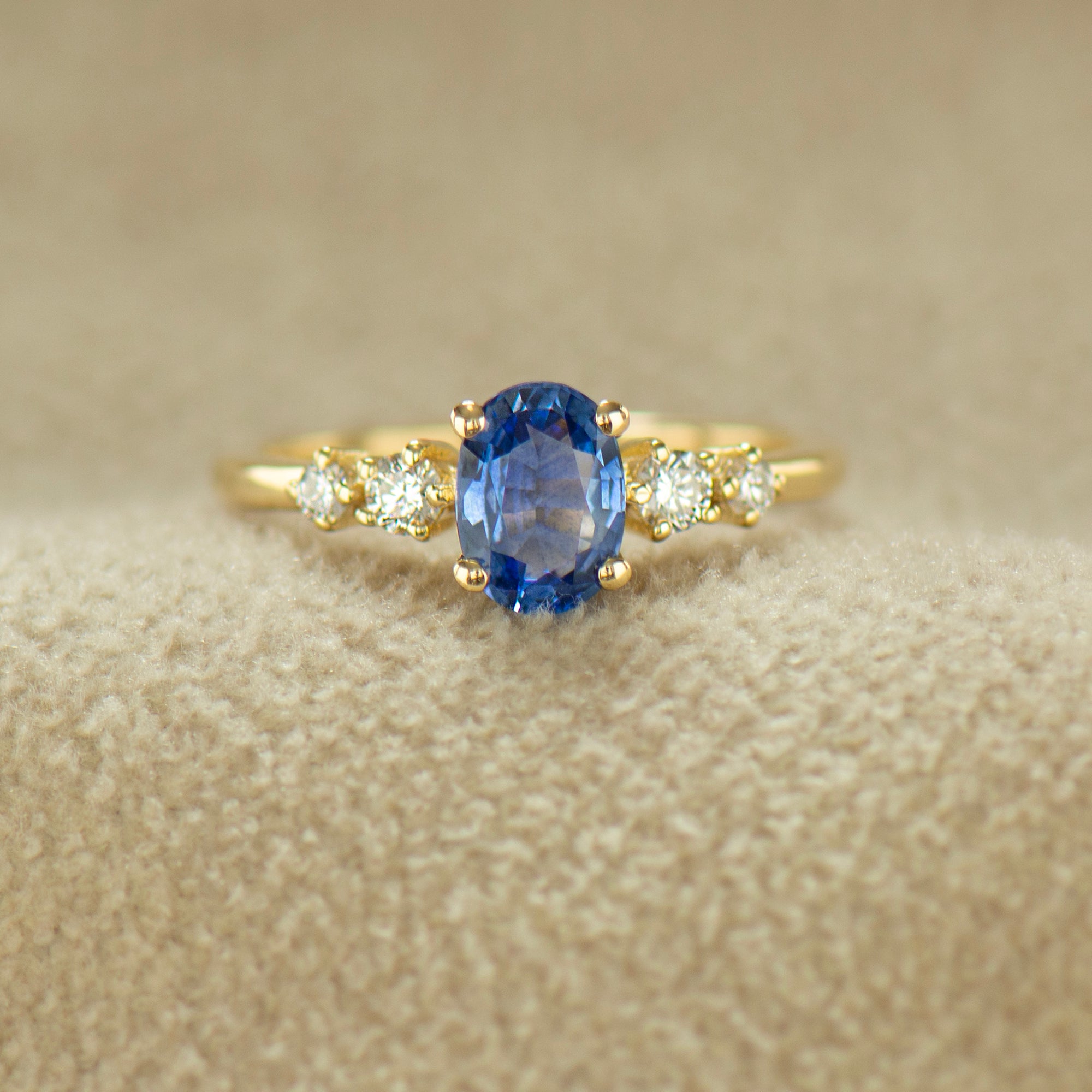 Large Bright Blue Sapphire Engagement Ring