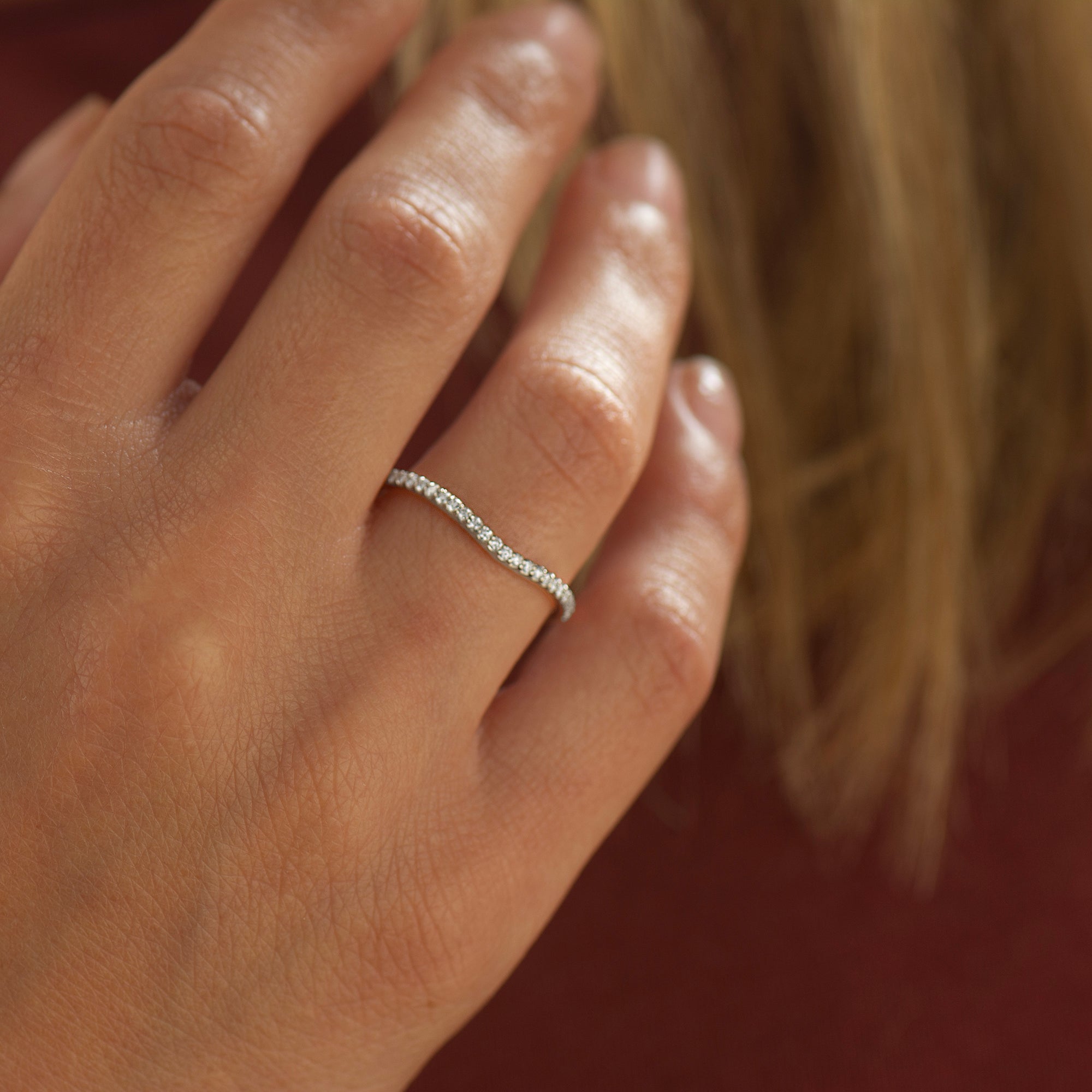 Matching Curved Diamonds Ring